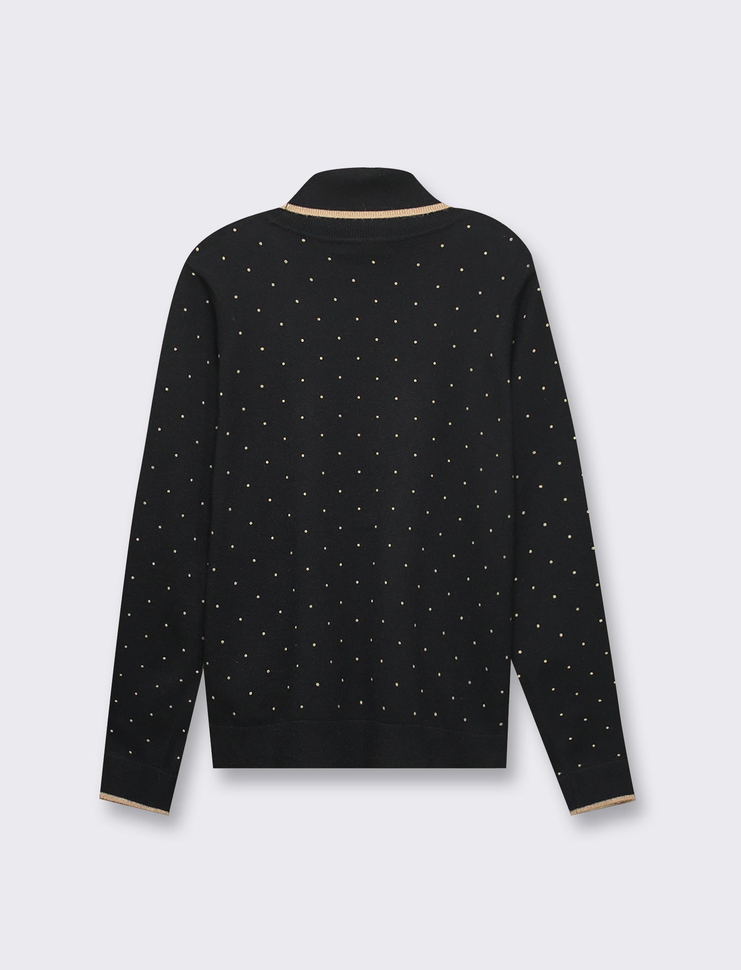 Maglia in morbido filato collo alto a  con motivo floccato stampato - Nero