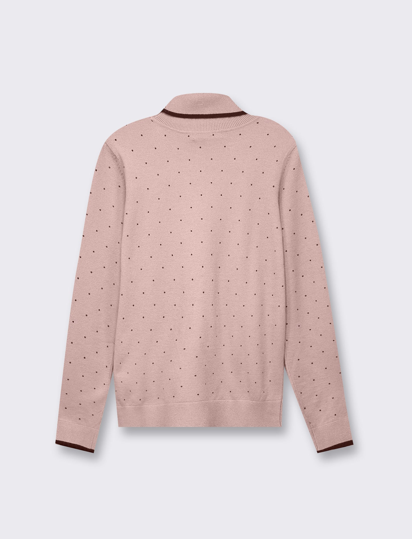 Maglia in morbido filato collo alto a  con motivo floccato stampato - Rosa antico