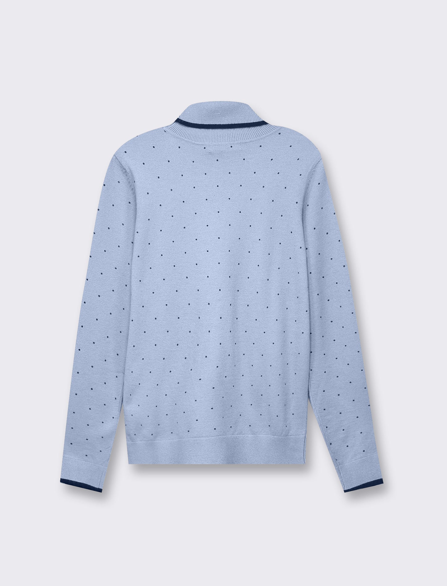 Maglia in morbido filato collo alto a  con motivo floccato stampato - Celeste
