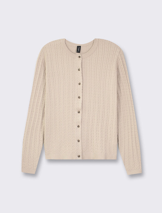 Cozy Cable Knit Cardigan in Various Colors - Beige