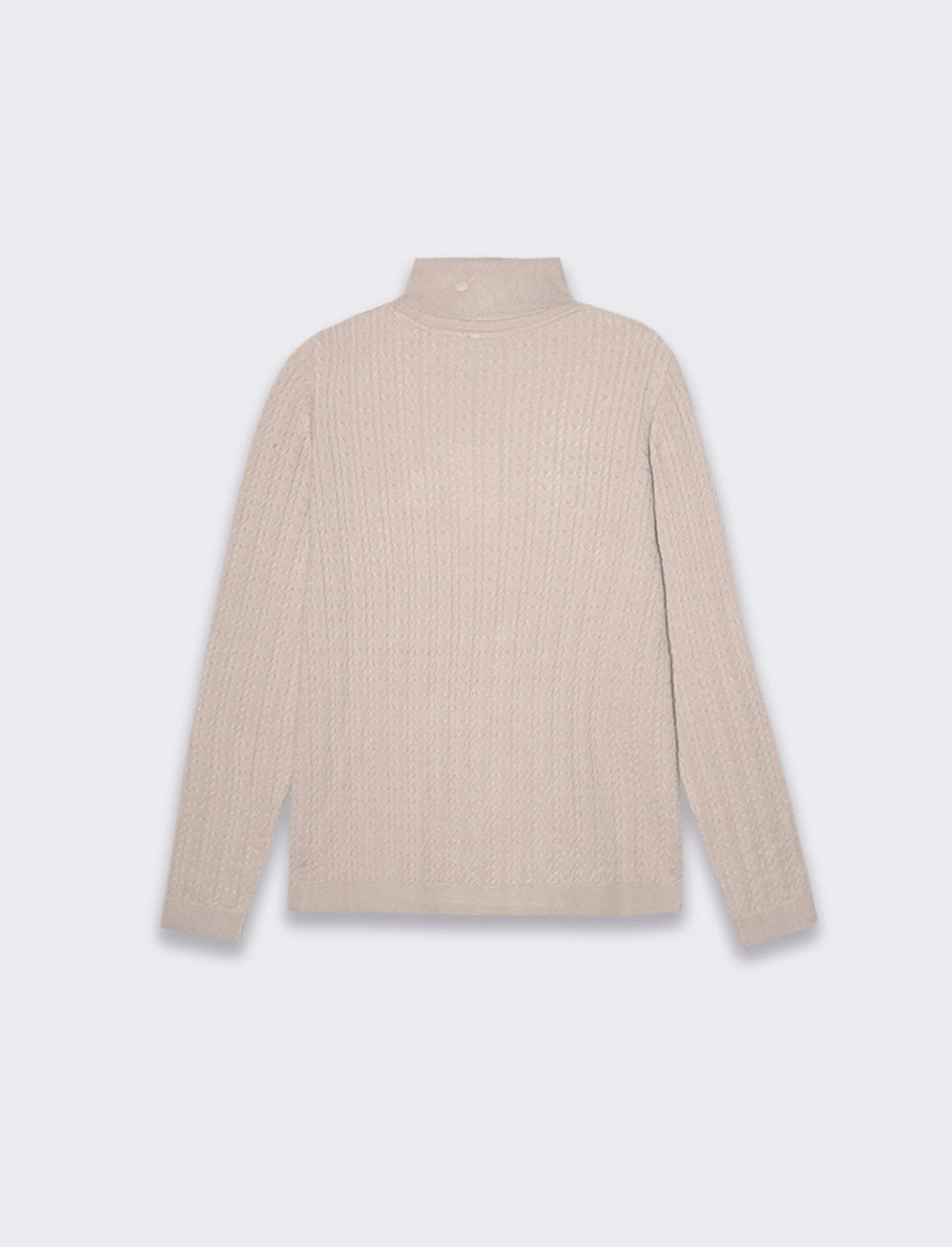 Maglia slim in morbido filato collo lato e lavorazione trecce - Sabbia
