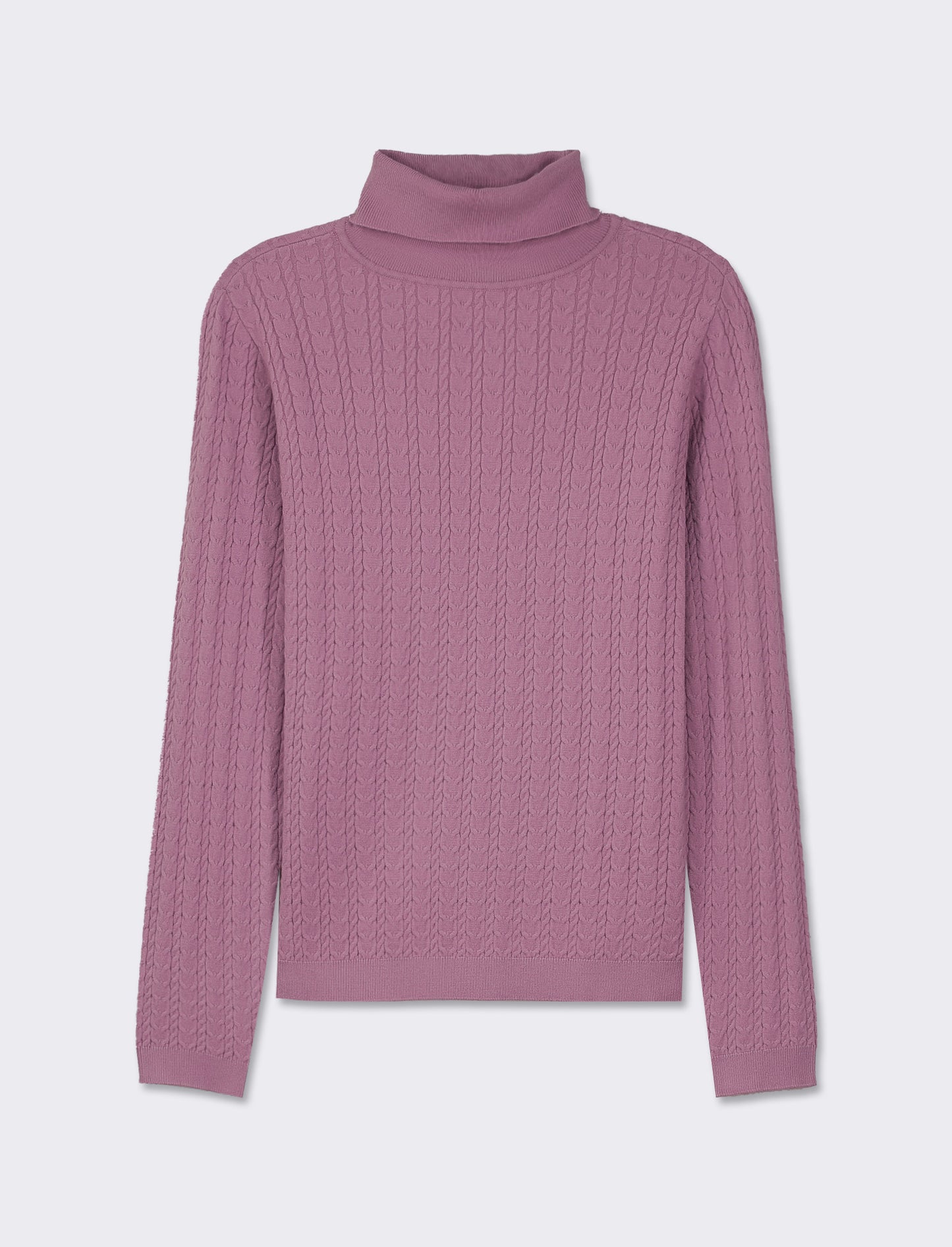 Maglia slim in morbido filato collo lato e lavorazione trecce - Viola malva