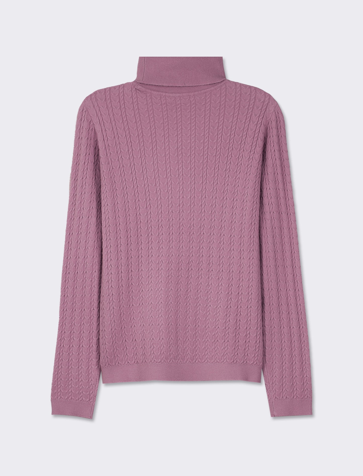 Maglia slim in morbido filato collo lato e lavorazione trecce - Viola malva