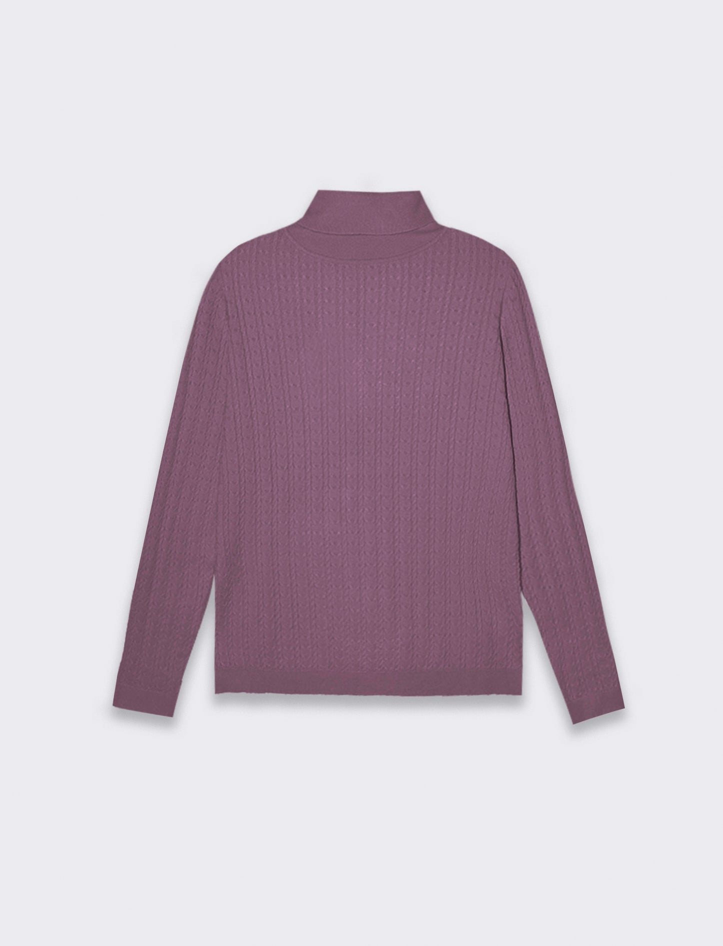 Maglia slim in morbido filato collo lato e lavorazione trecce - Viola malva