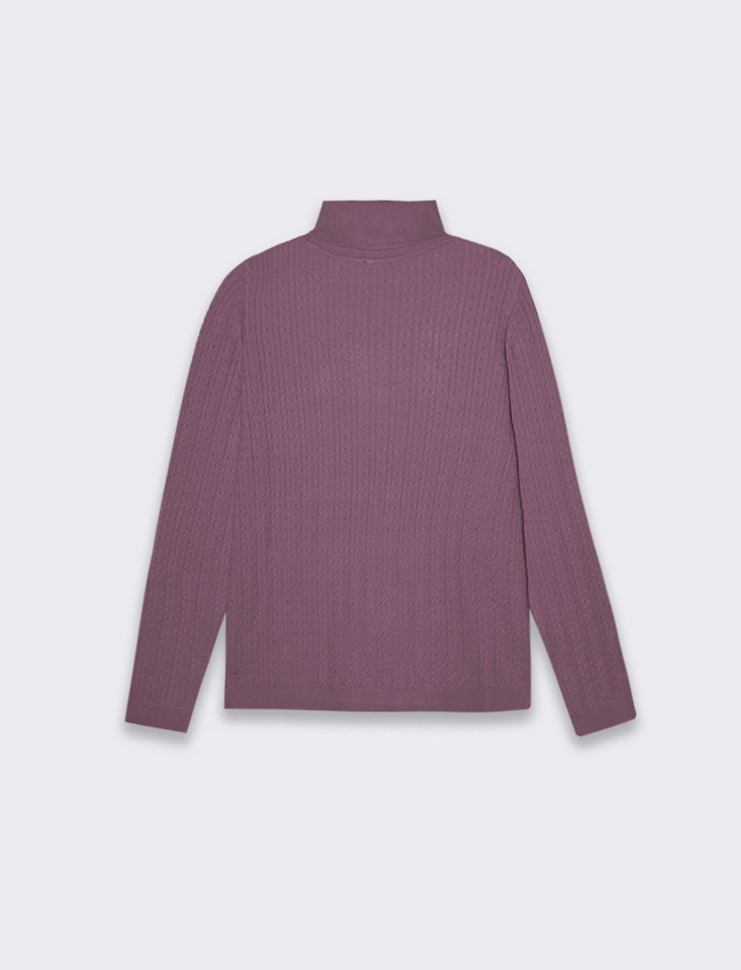 Maglia slim in morbido filato collo lato e lavorazione trecce - Viola malva