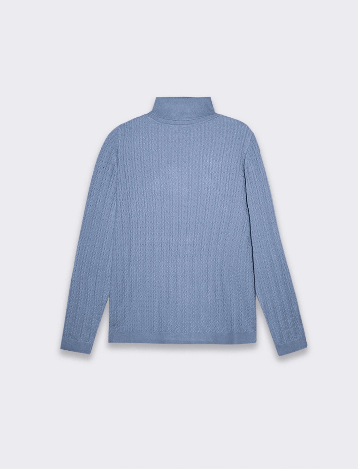 Maglia slim in morbido filato collo lato e lavorazione trecce - Celeste