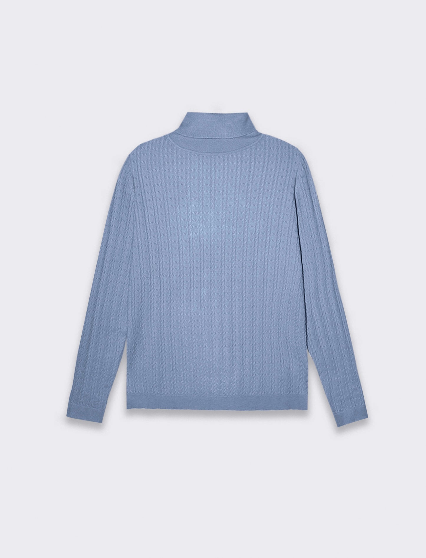Maglia slim in morbido filato collo lato e lavorazione trecce - Celeste