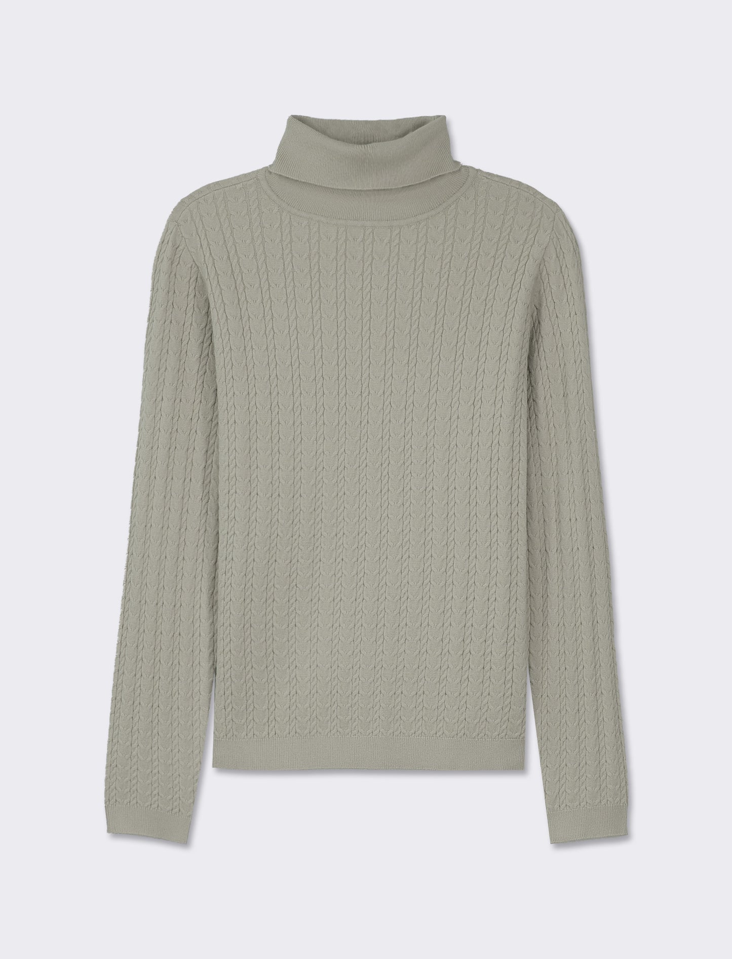 Maglia slim in morbido filato collo lato e lavorazione trecce - Verdino