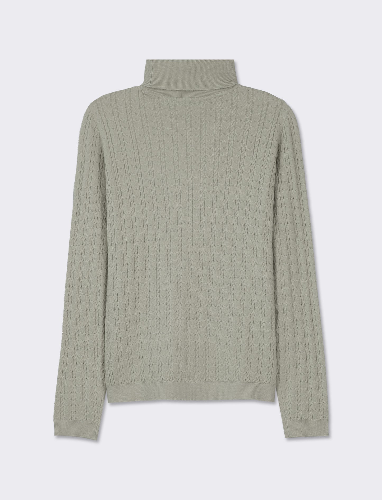 Maglia slim in morbido filato collo lato e lavorazione trecce - Verdino