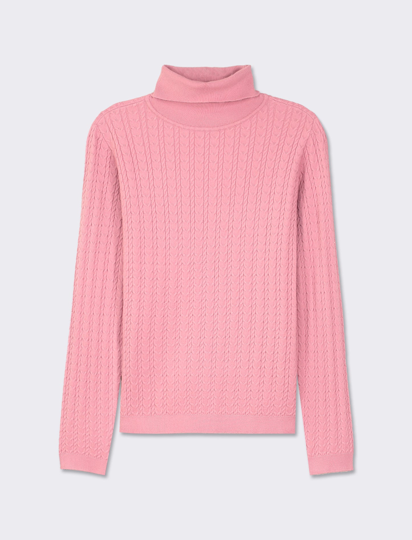 Maglia slim in morbido filato collo lato e lavorazione trecce - Rosa cipolla