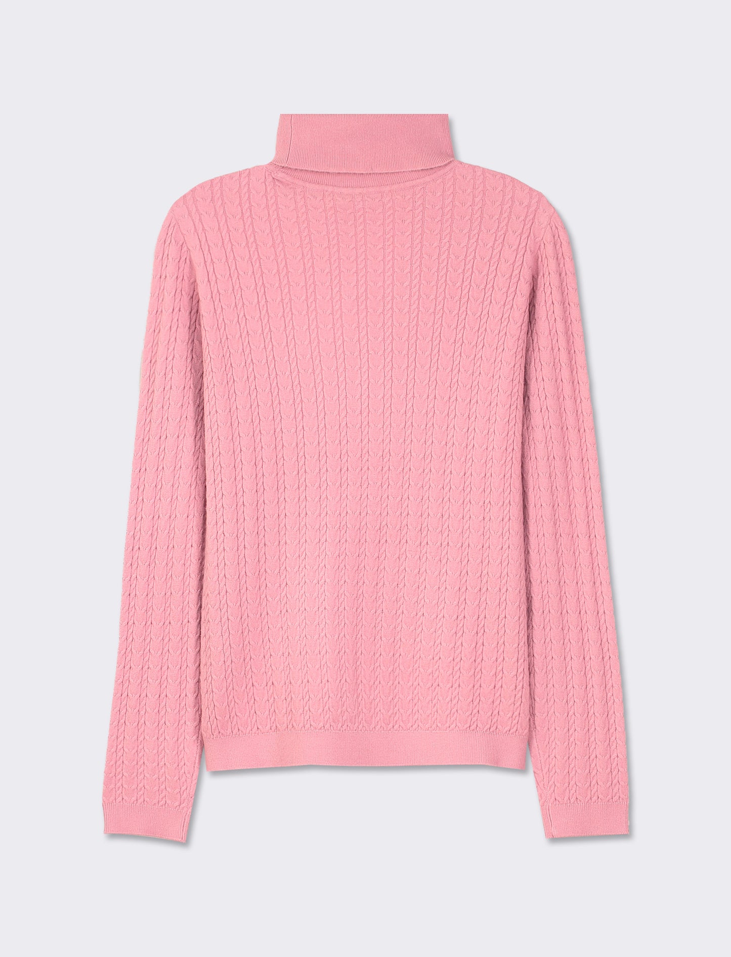 Maglia slim in morbido filato collo lato e lavorazione trecce - Rosa cipolla