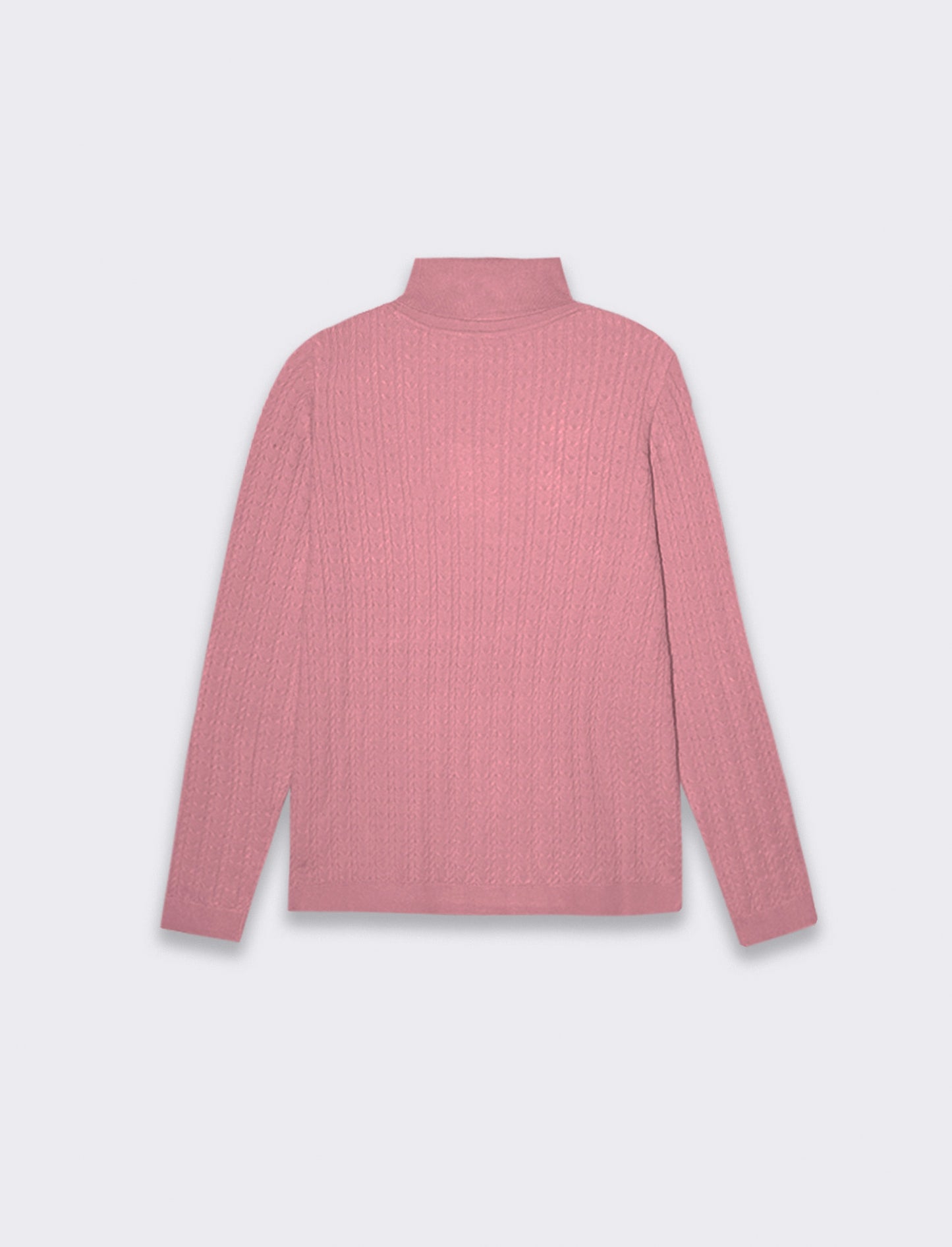 Maglia slim in morbido filato collo lato e lavorazione trecce - Rosa cipolla