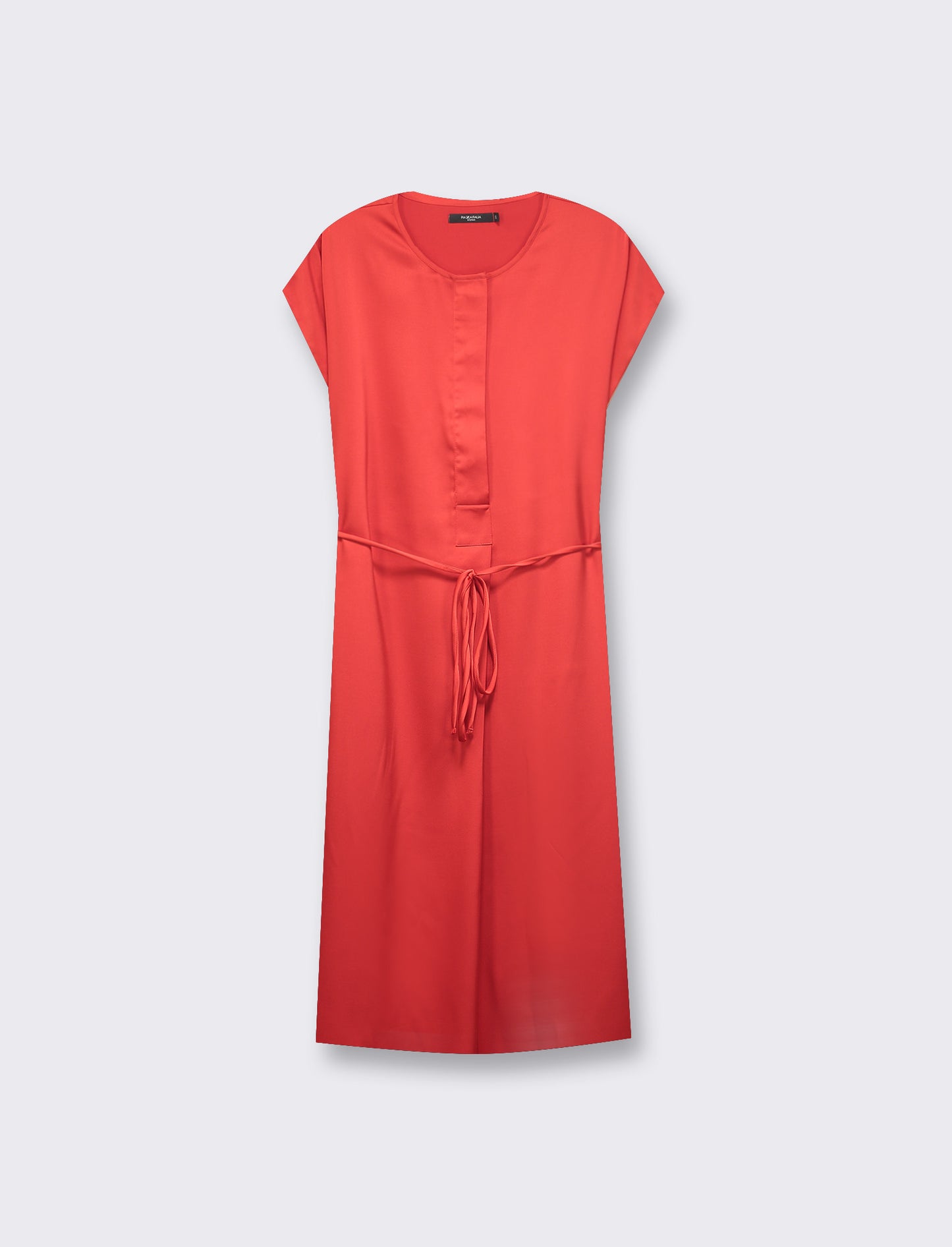 Elegant Midi Dress with Half Sleeves Regular Fit Satin Effect - Red