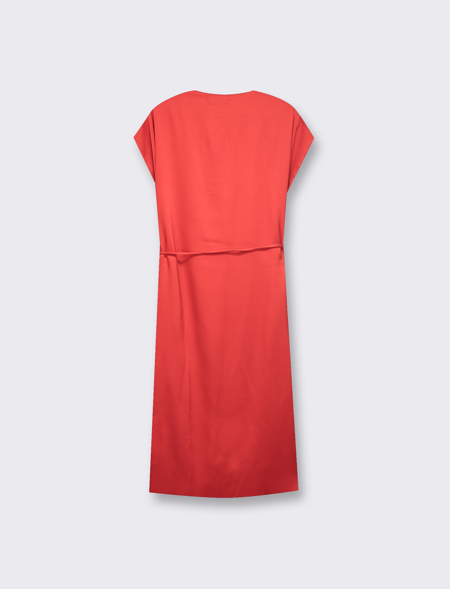 Elegant Midi Dress with Half Sleeves Regular Fit Satin Effect - Red