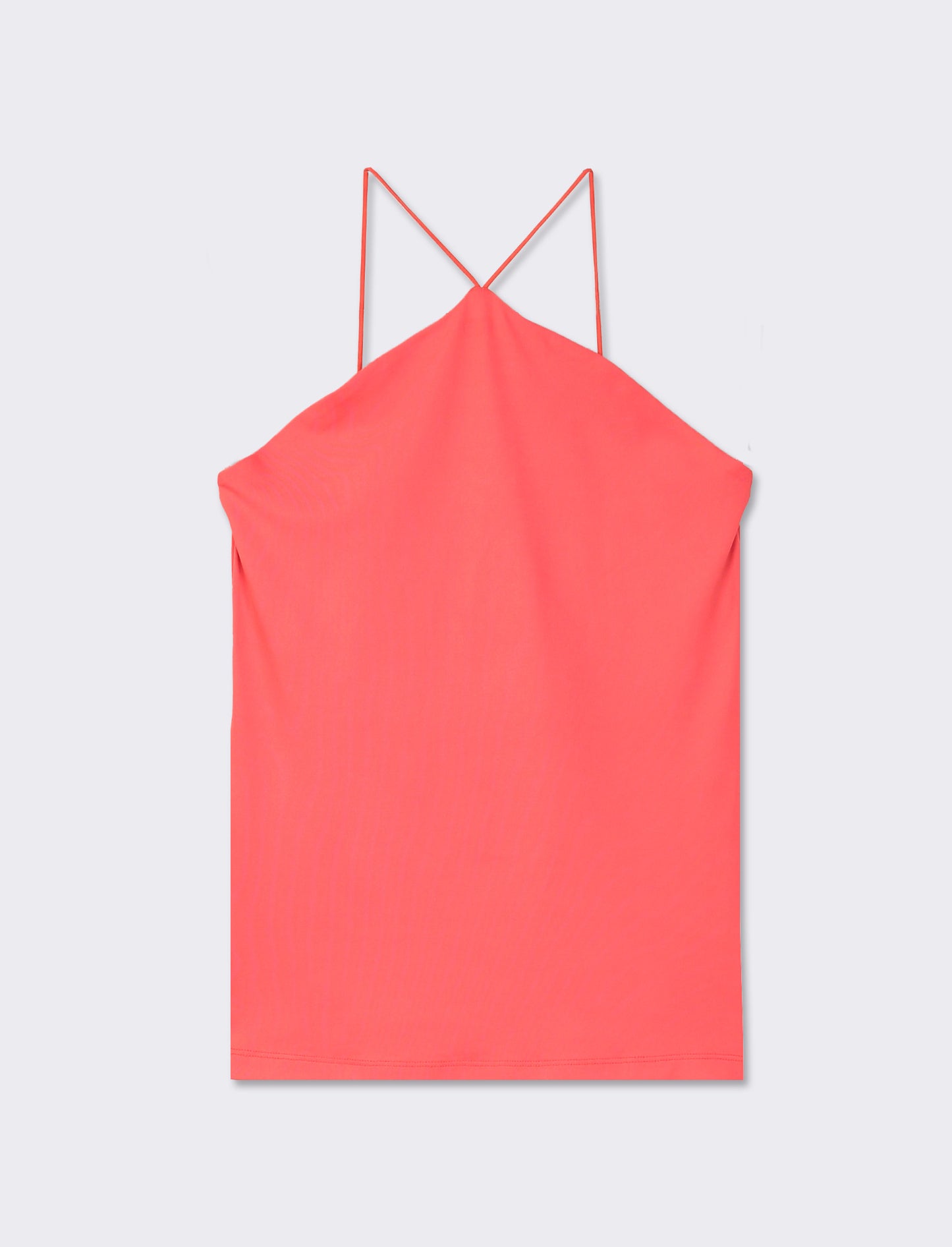 Top in tessuto elastico con bretelle incrociate sul davanti - Corallo