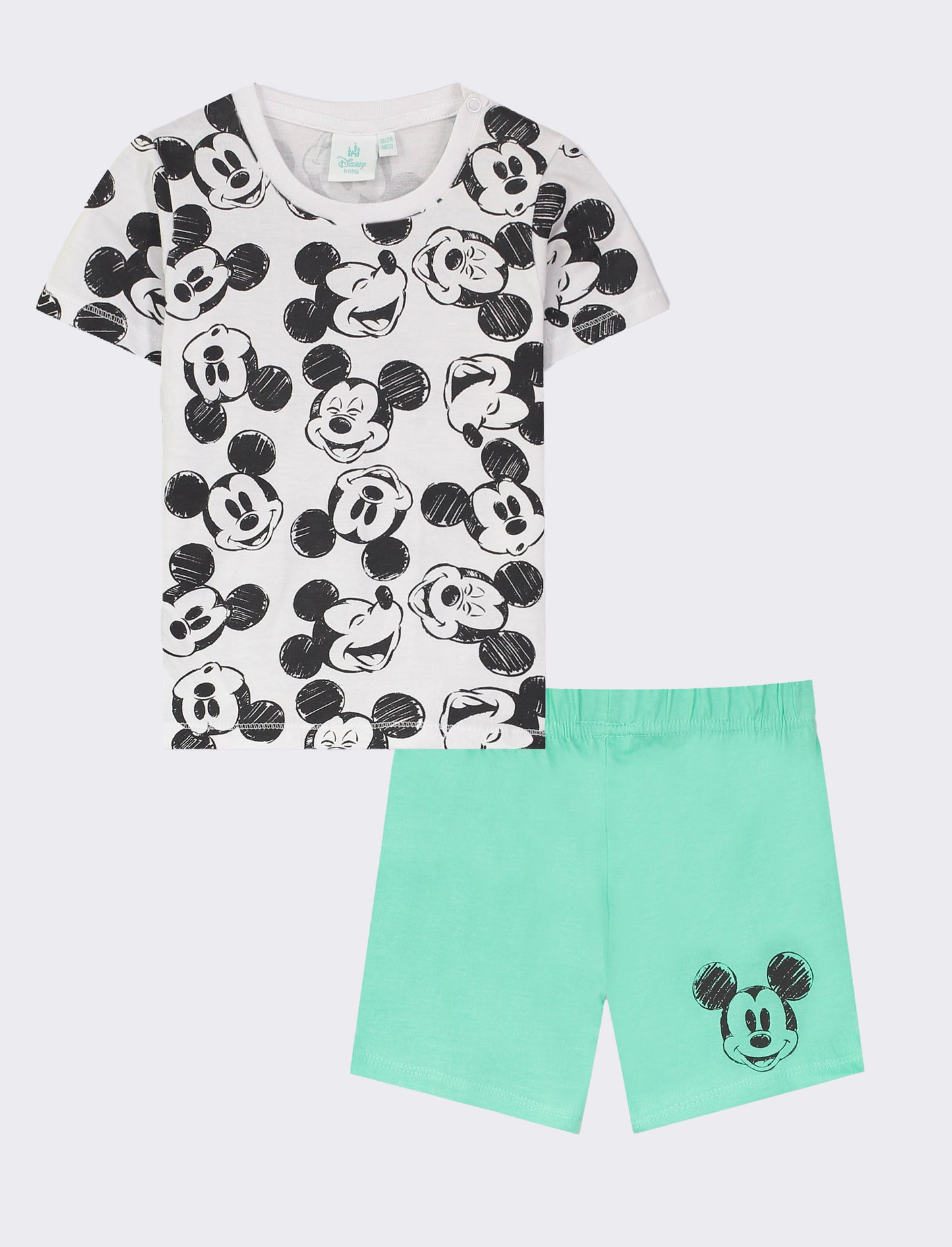 Set 2 pezzi maglietta e pantaloncini con stampe Disney - Verde