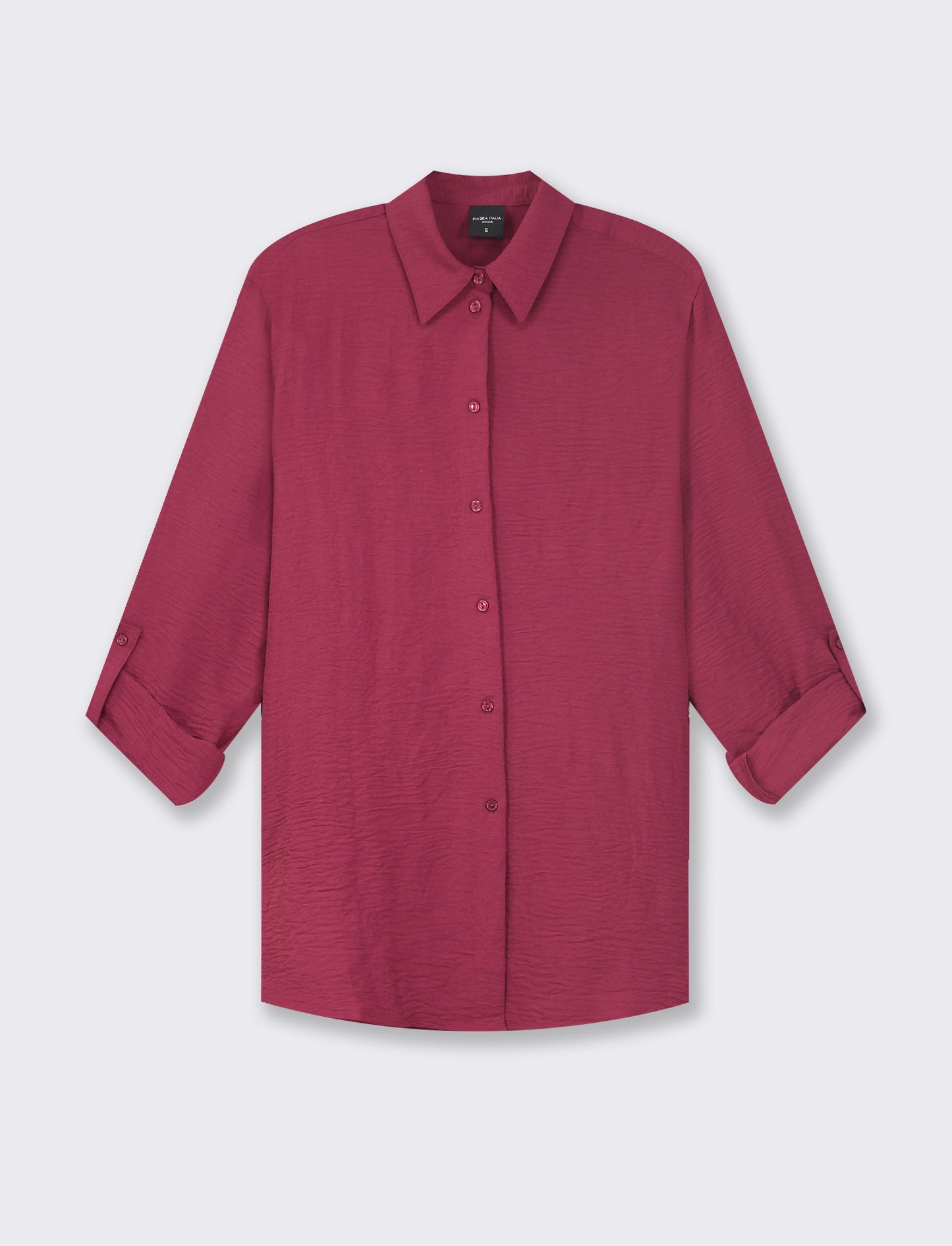 Camicia manica lunga in tessuto fluido con spalla scesa e alette sulla manica - Rosso india