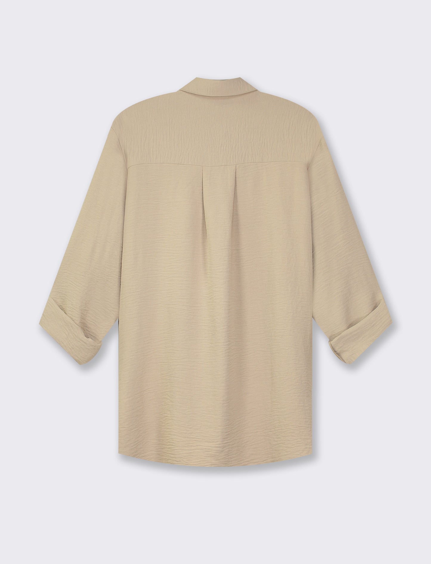 Camicia manica lunga in tessuto fluido con spalla scesa e alette sulla manica - Beige corda