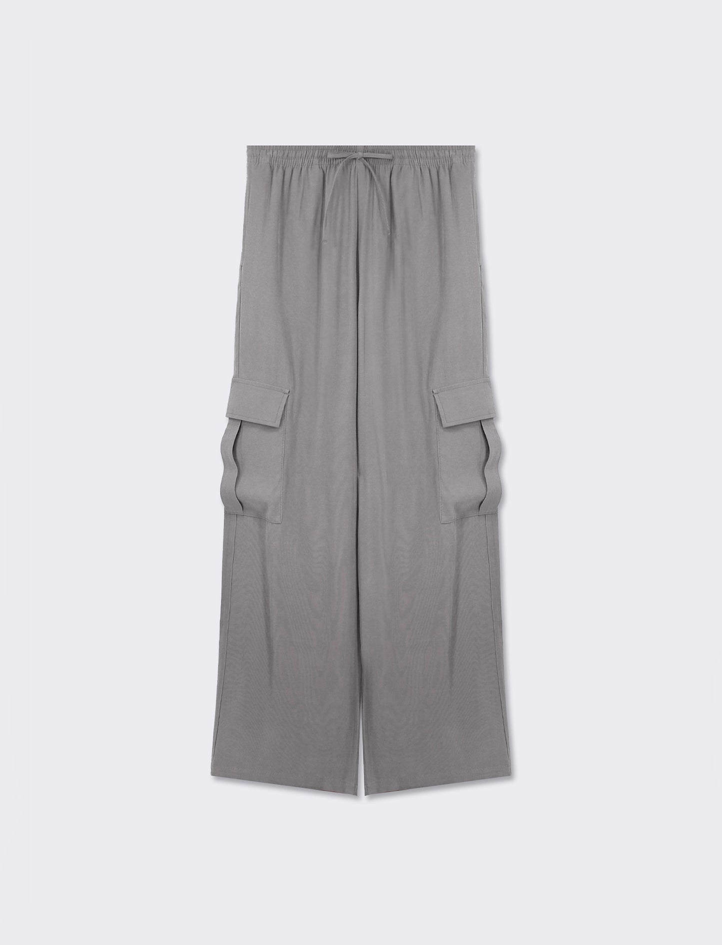 Pantalone straight modello jogger con vita elastica regolabile e tasconi applicati - Grigio piombo