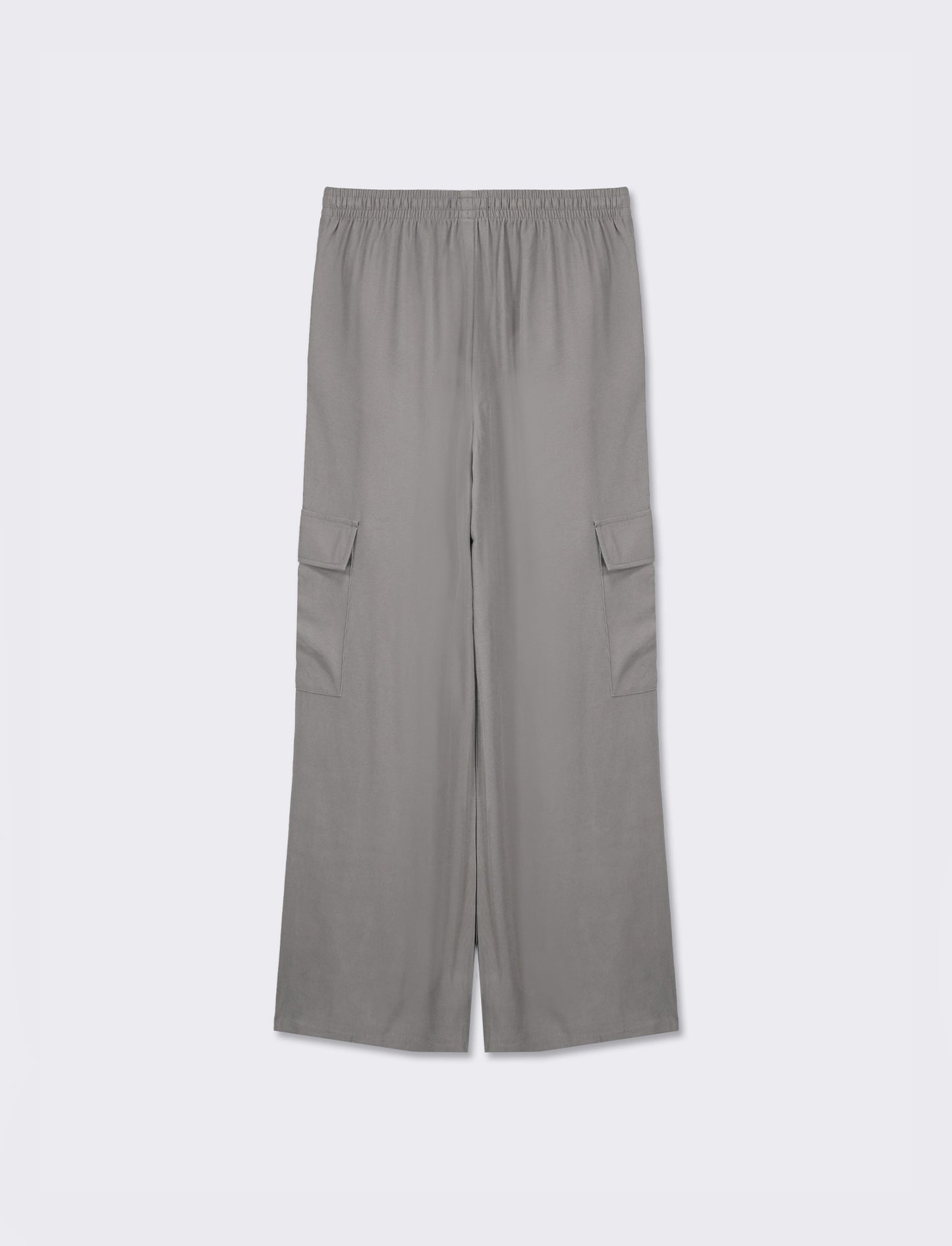 Pantalone straight modello jogger con vita elastica regolabile e tasconi applicati - Grigio piombo