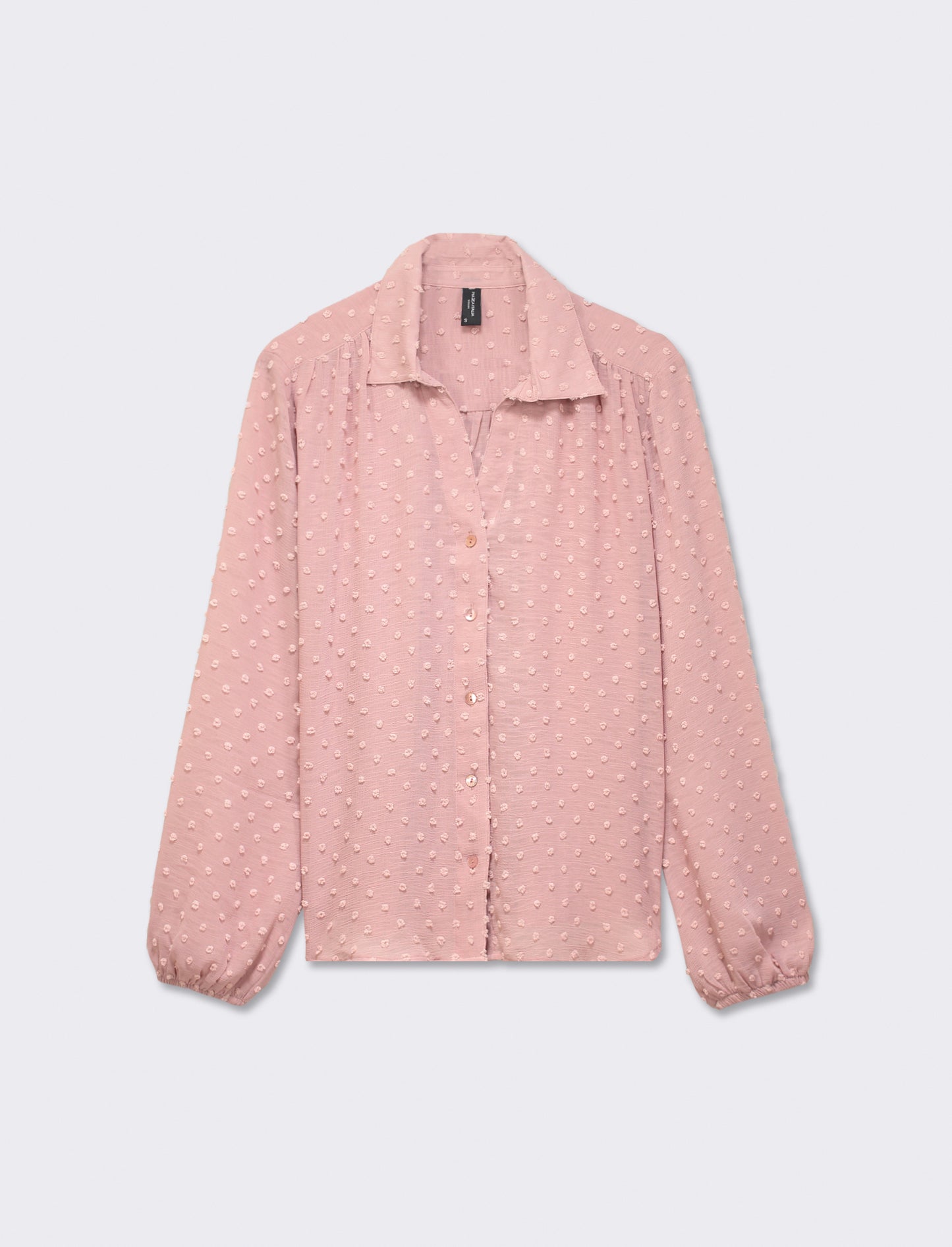 Camicia in tessuto plumeties scollo a V e manica a sbuffo - Rosa antico