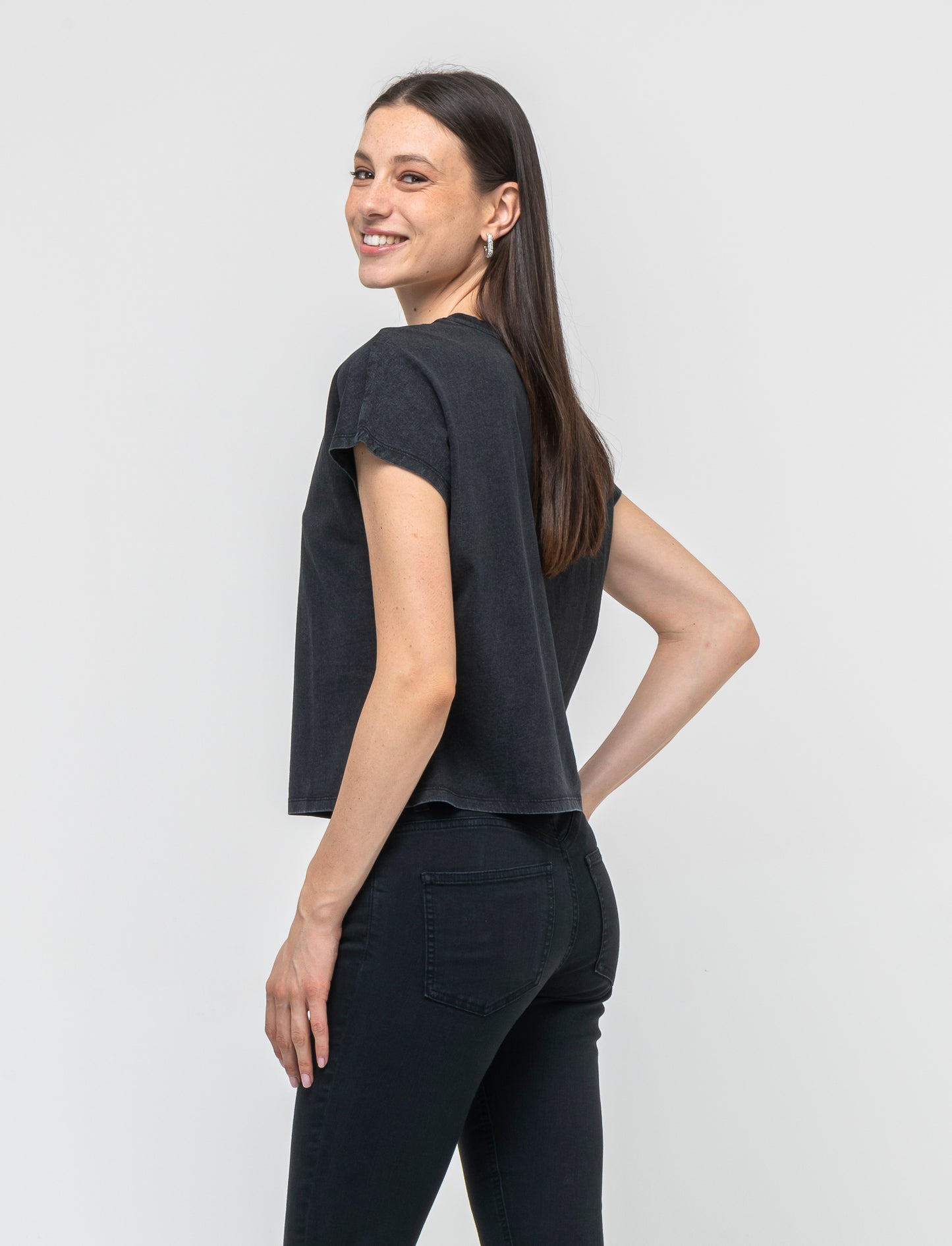 T- shirt mezza manica in jersey da donna - Grigio antracite