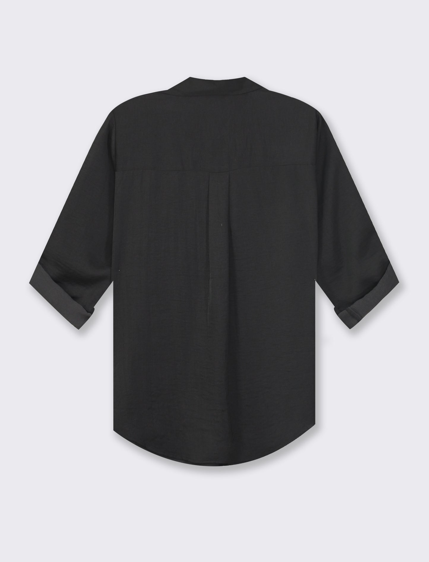 Women's V-Neck Long Sleeve Shirt with Roll-Up Tabs - Lightweight and Flowy Fabric - Available in Var - Black