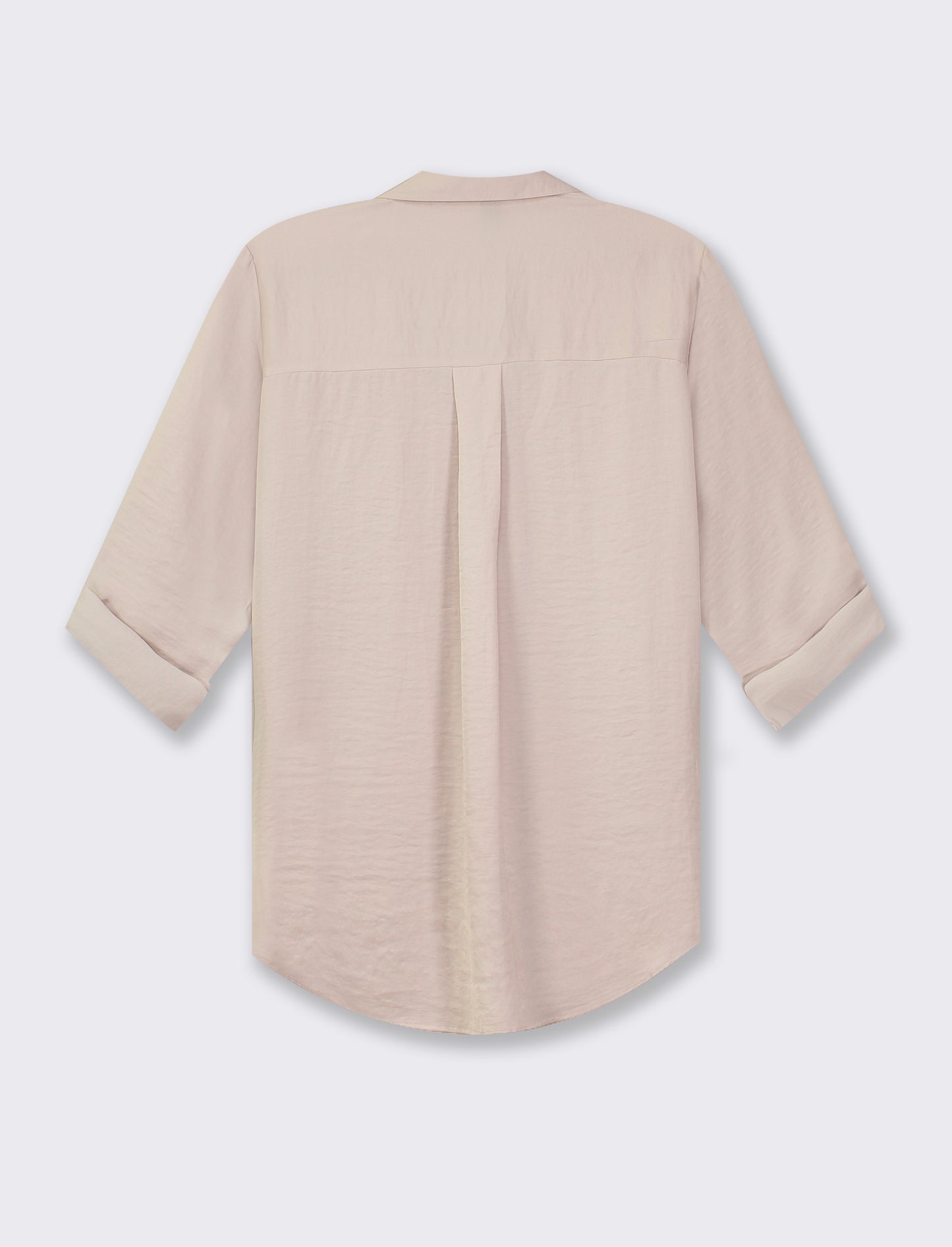 Women's V-Neck Long Sleeve Shirt with Roll-Up Tabs - Lightweight and Flowy Fabric - Available in Var - Beige