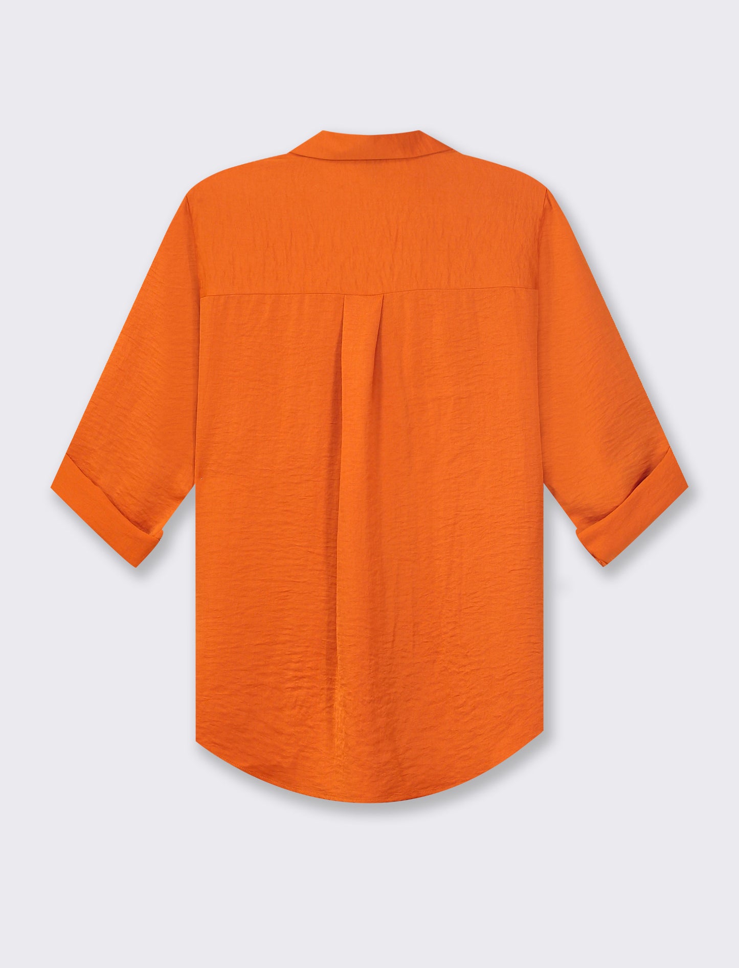 Women's V-Neck Long Sleeve Shirt with Roll-Up Tabs - Lightweight and Flowy Fabric - Available in Var - Orange