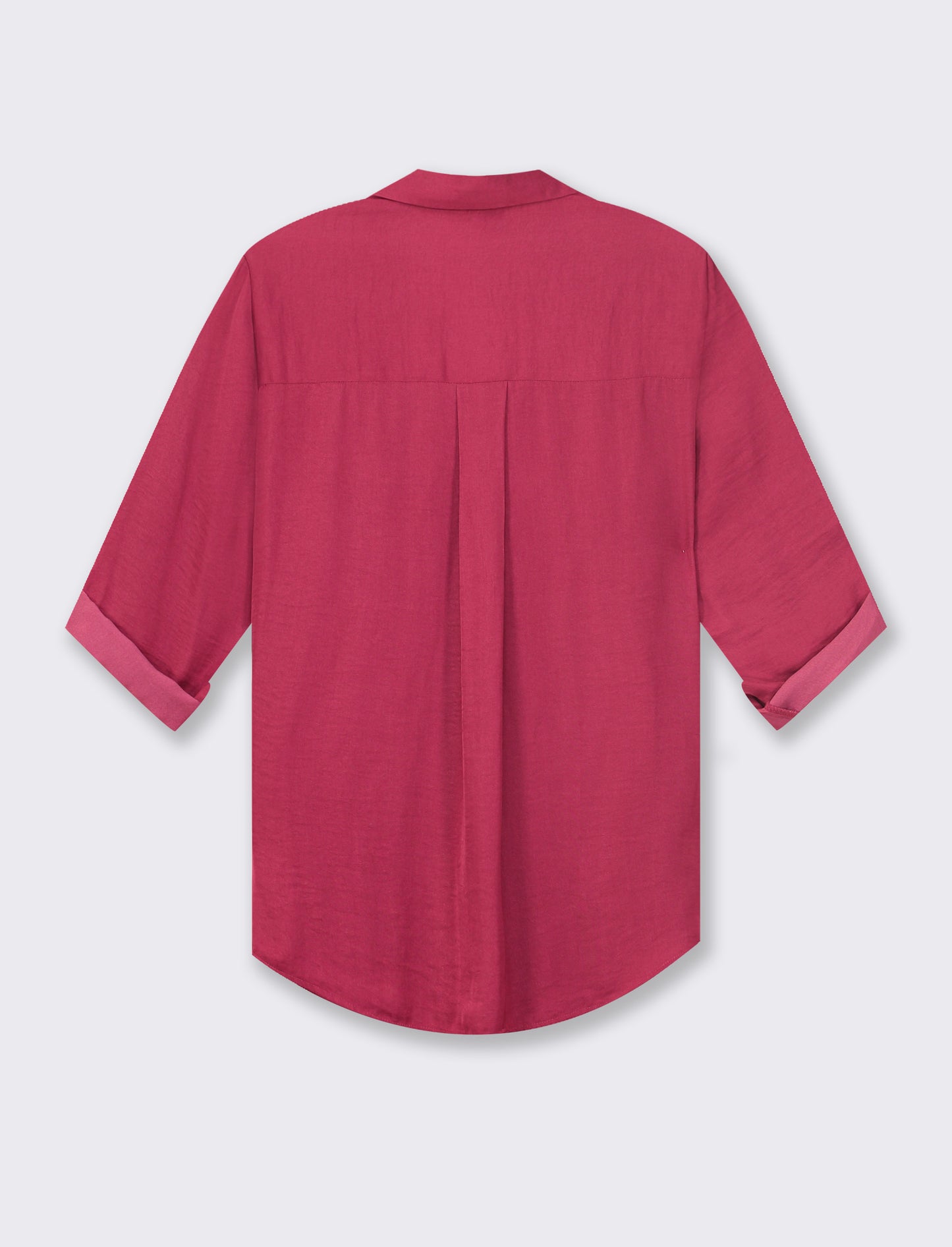 Women's V-Neck Long Sleeve Shirt with Roll-Up Tabs - Lightweight and Flowy Fabric - Available in Var - Red