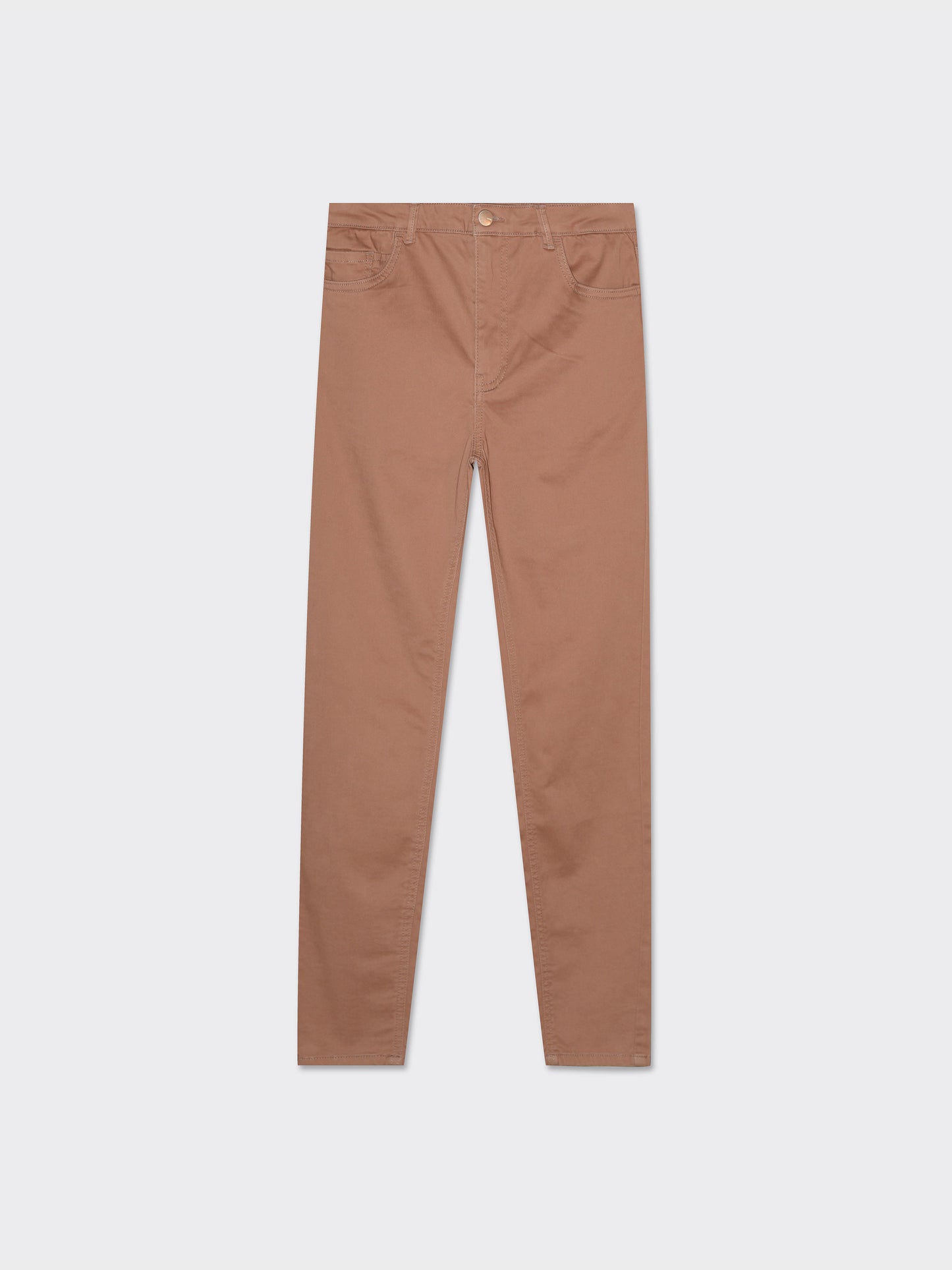 Denim skinny colorato 5 tasche con bottone in metallo - Grigio castoro