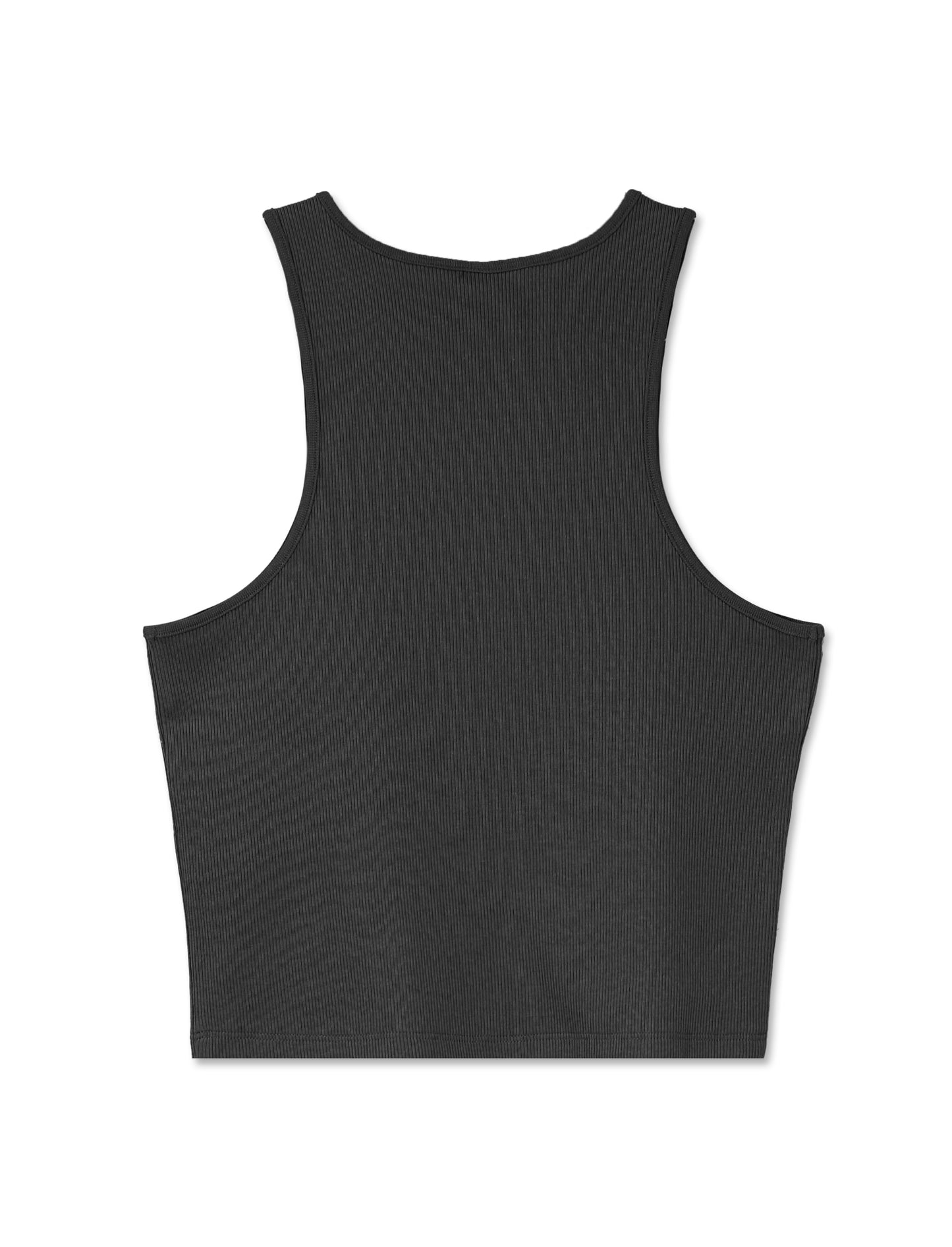 Double Ribbed Slim Fit Crop Tank Top - Various Colors - Black