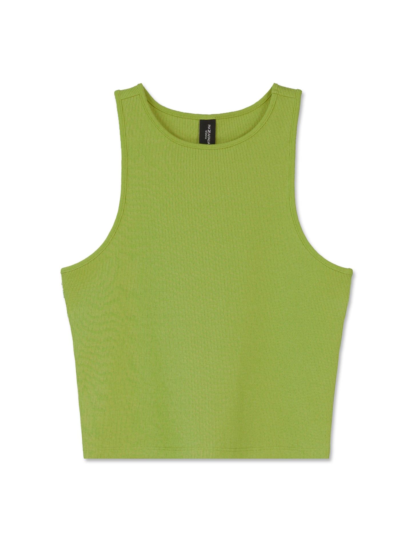 Double Ribbed Slim Fit Crop Tank Top - Various Colors - Green