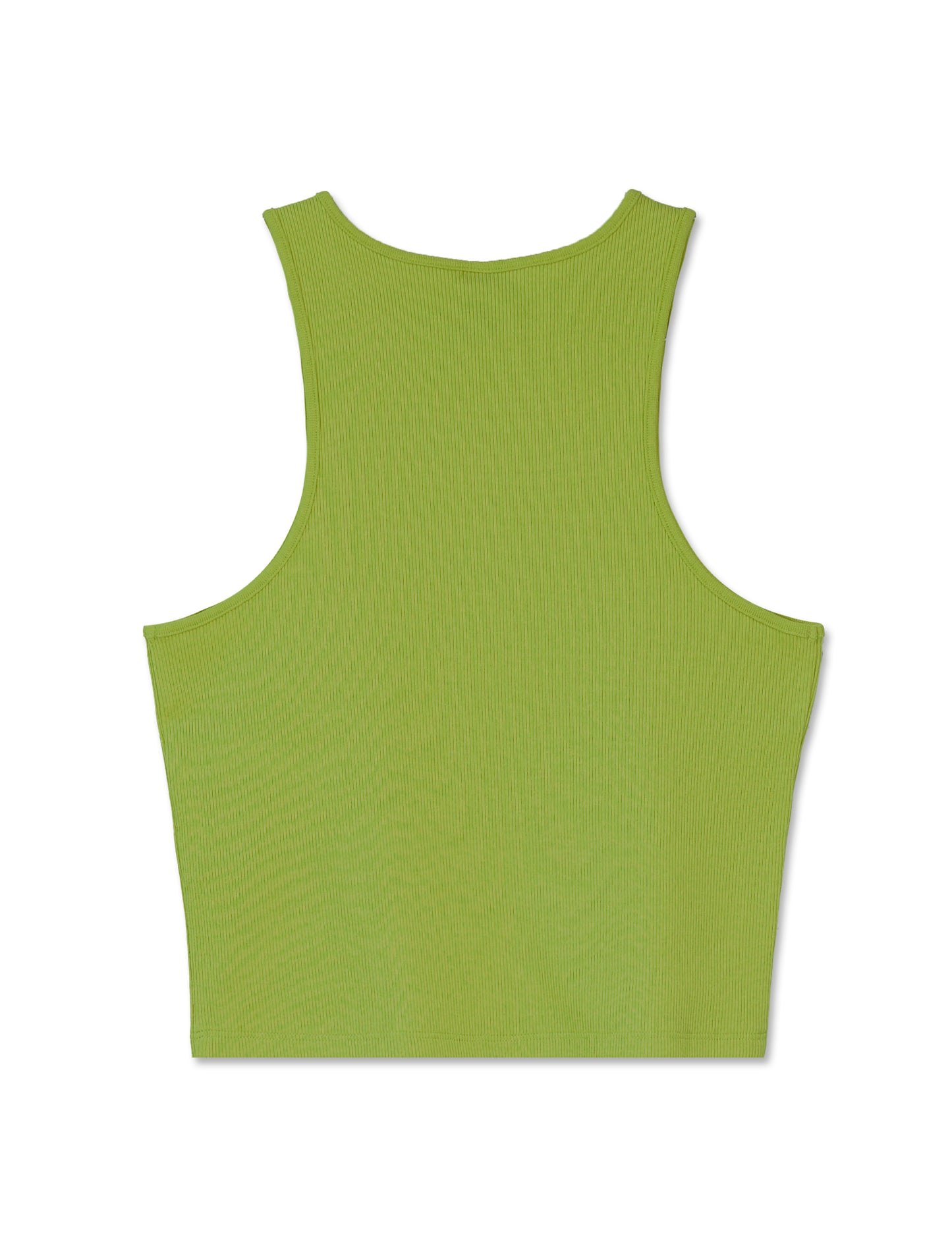 Double Ribbed Slim Fit Crop Tank Top - Various Colors - Green