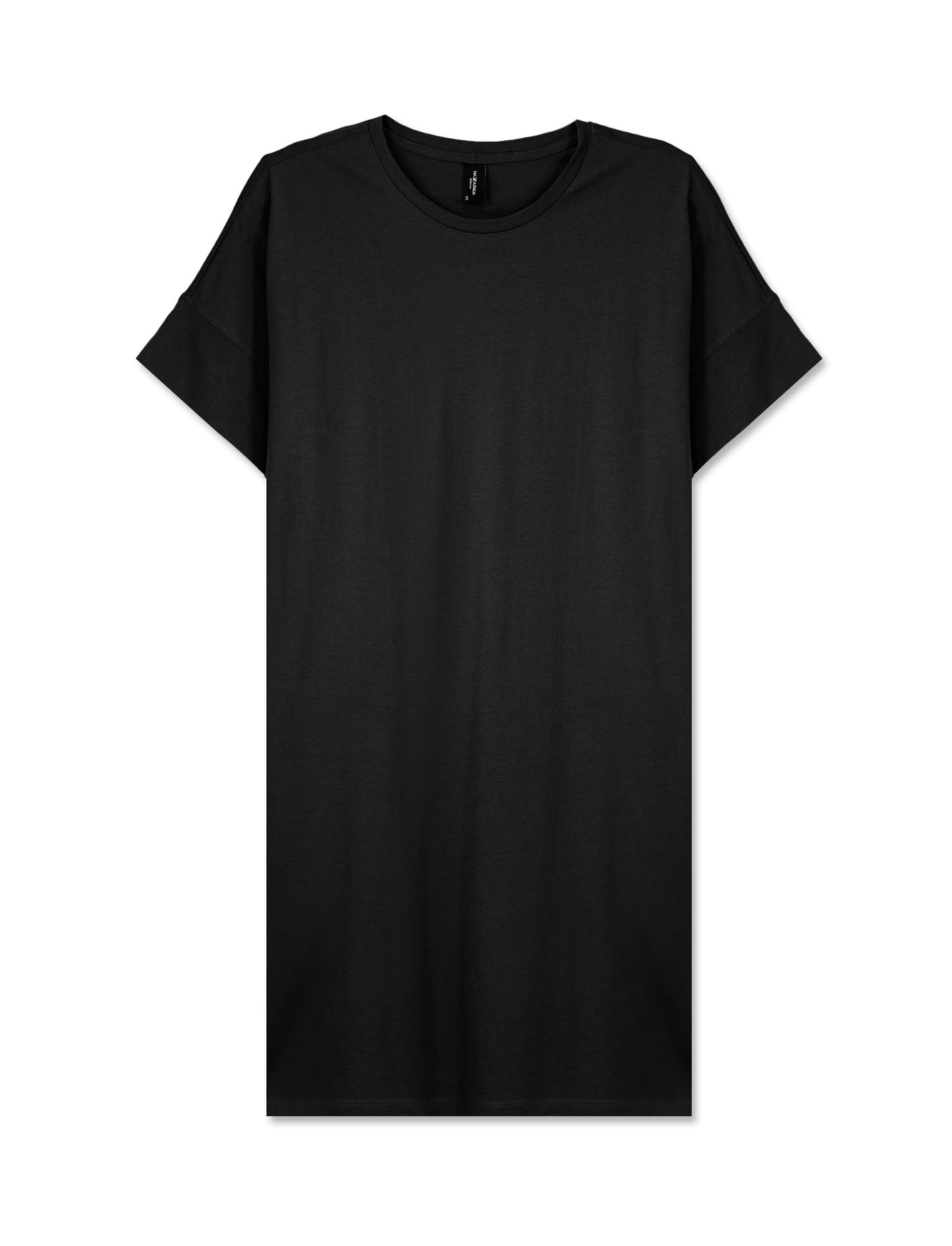 Basic Cotton Fixed Sleeve Midi Dress - Black