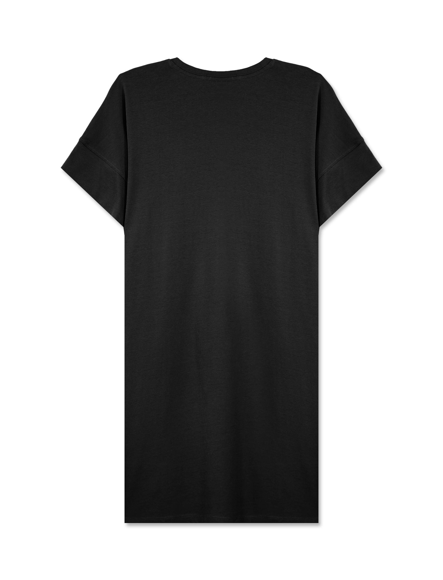 Basic Cotton Fixed Sleeve Midi Dress - Black