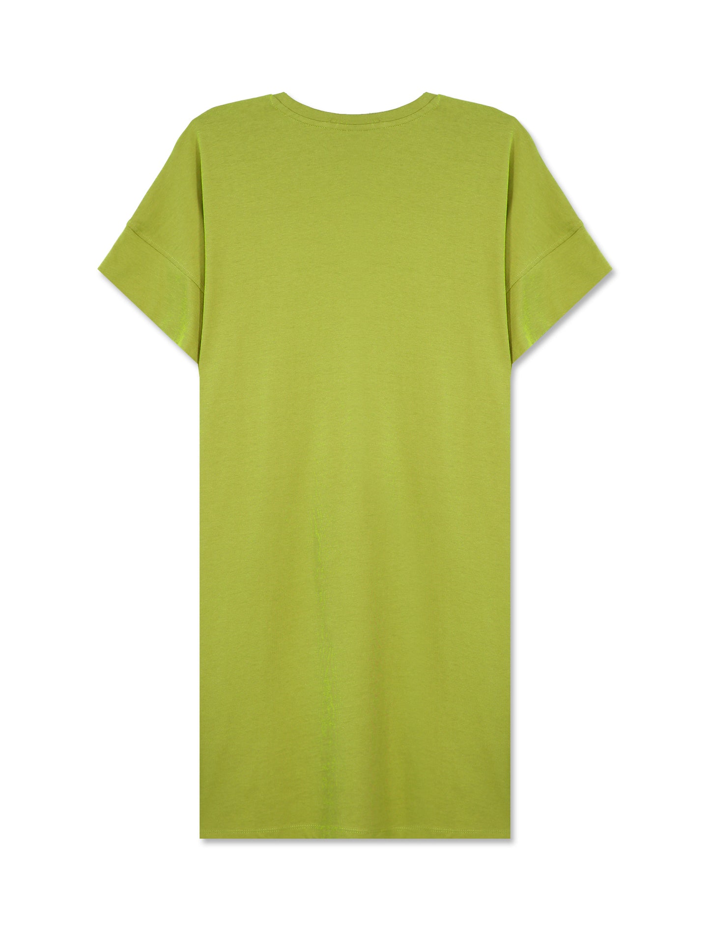 Basic Cotton Fixed Sleeve Midi Dress - Green