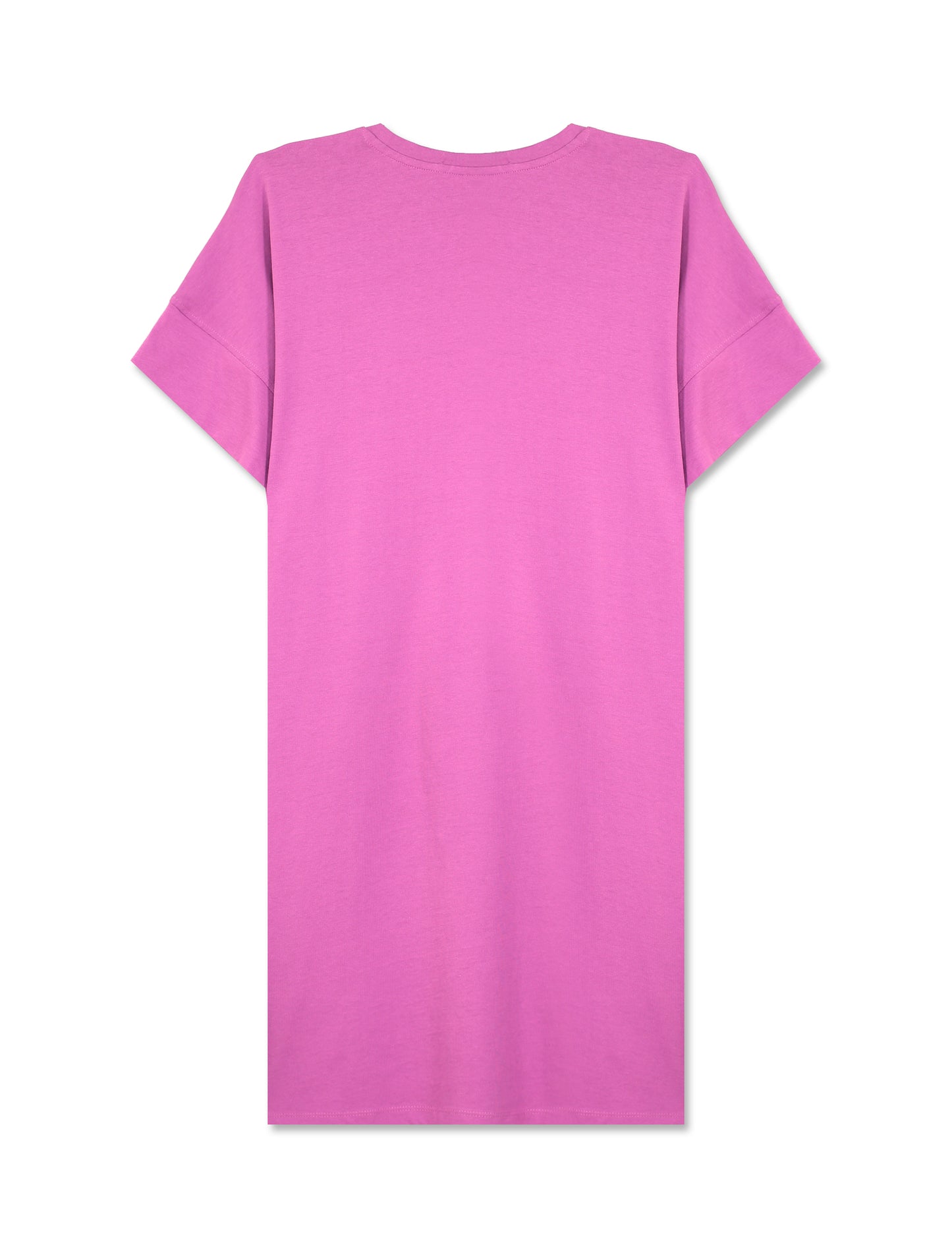 Basic Cotton Fixed Sleeve Midi Dress - Purple