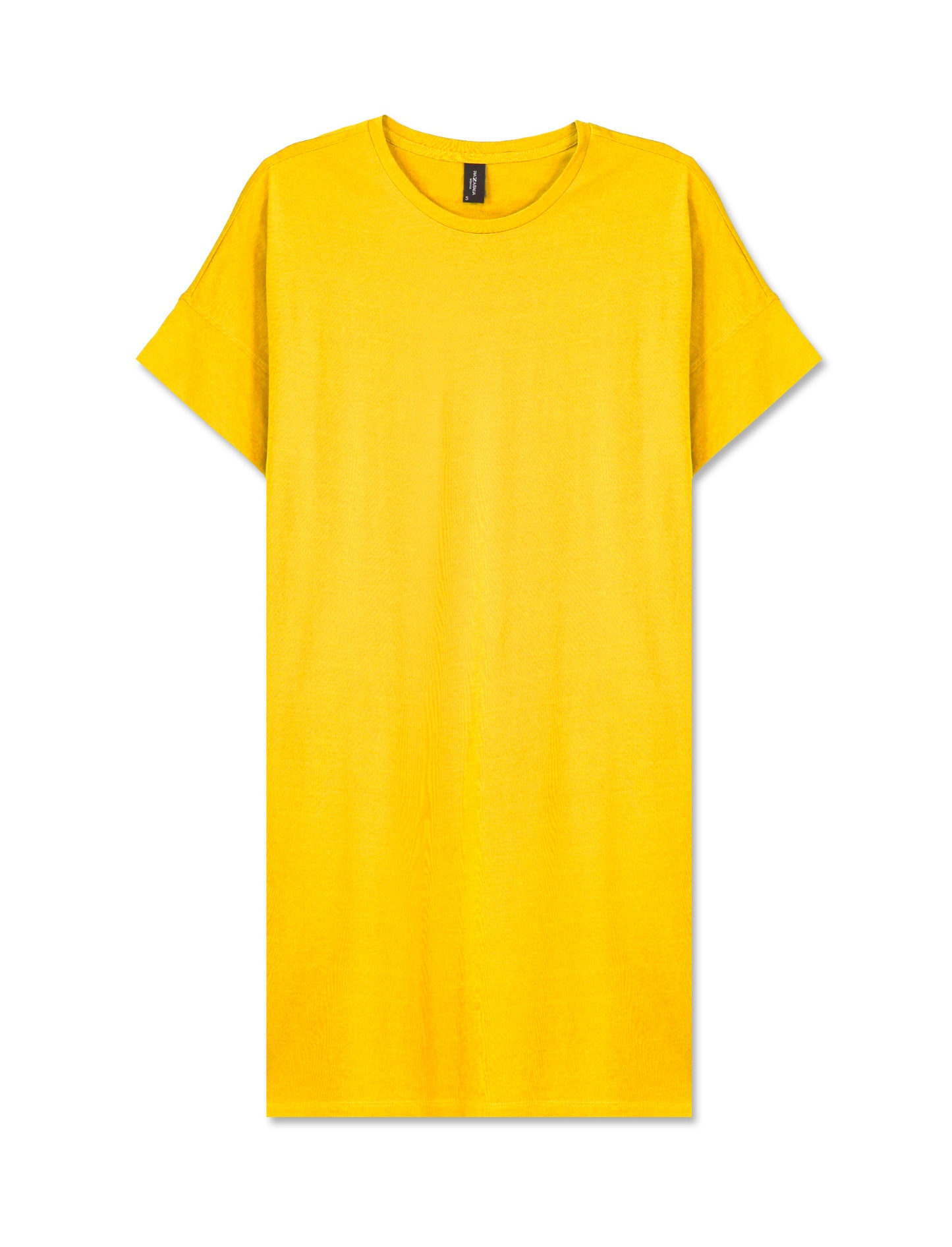 Basic Cotton Fixed Sleeve Midi Dress - Yellow