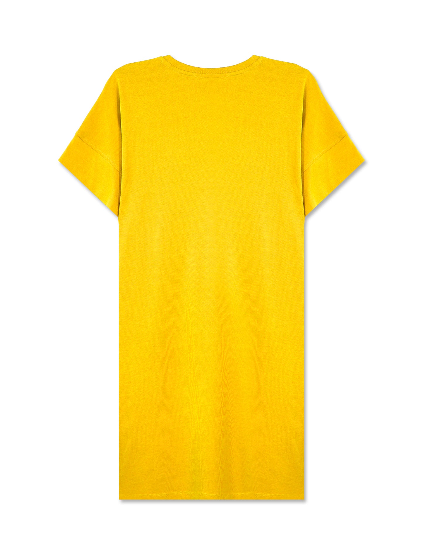 Basic Cotton Fixed Sleeve Midi Dress - Yellow