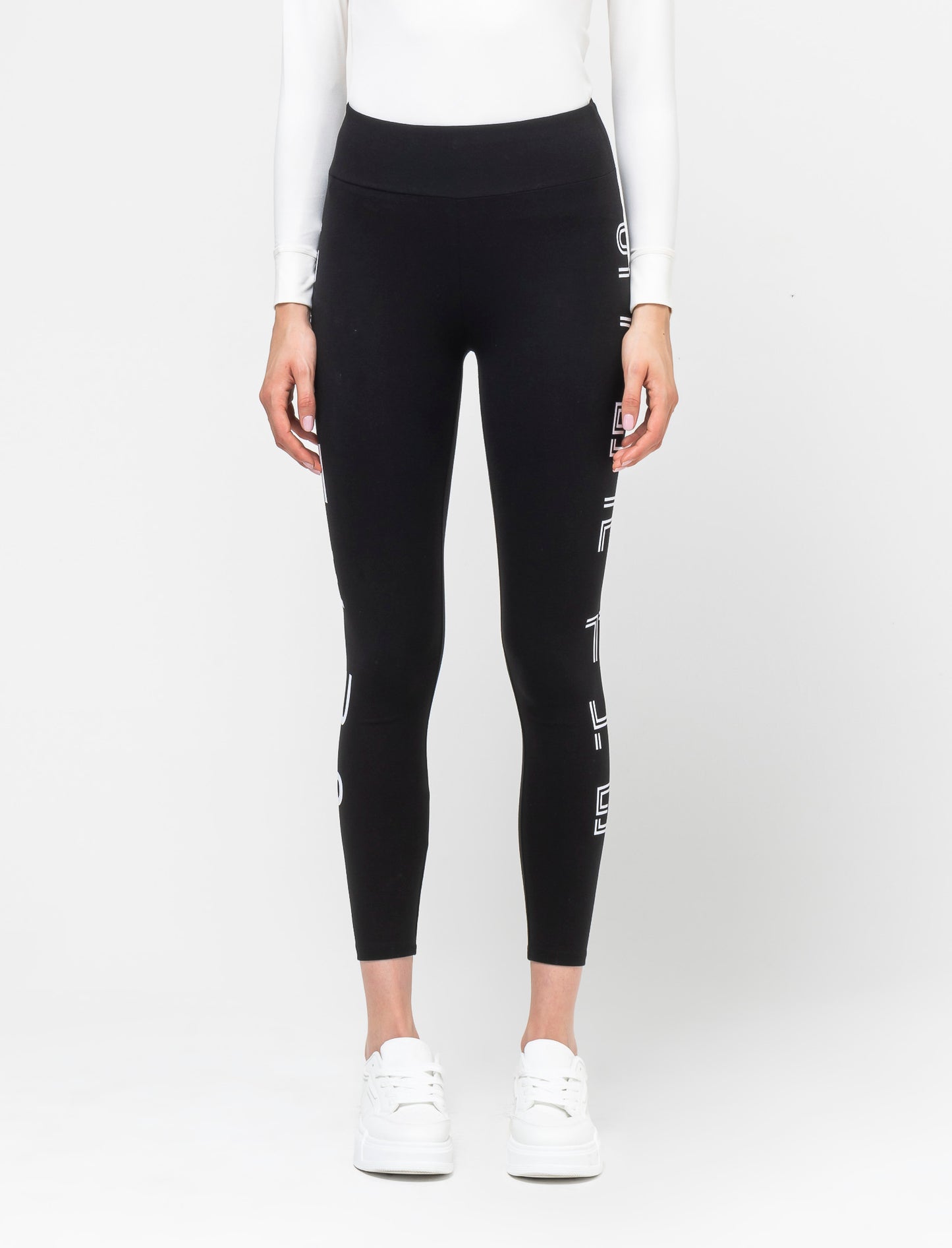 Legging in jersey di cotone elastico con stampa laterale - var 1