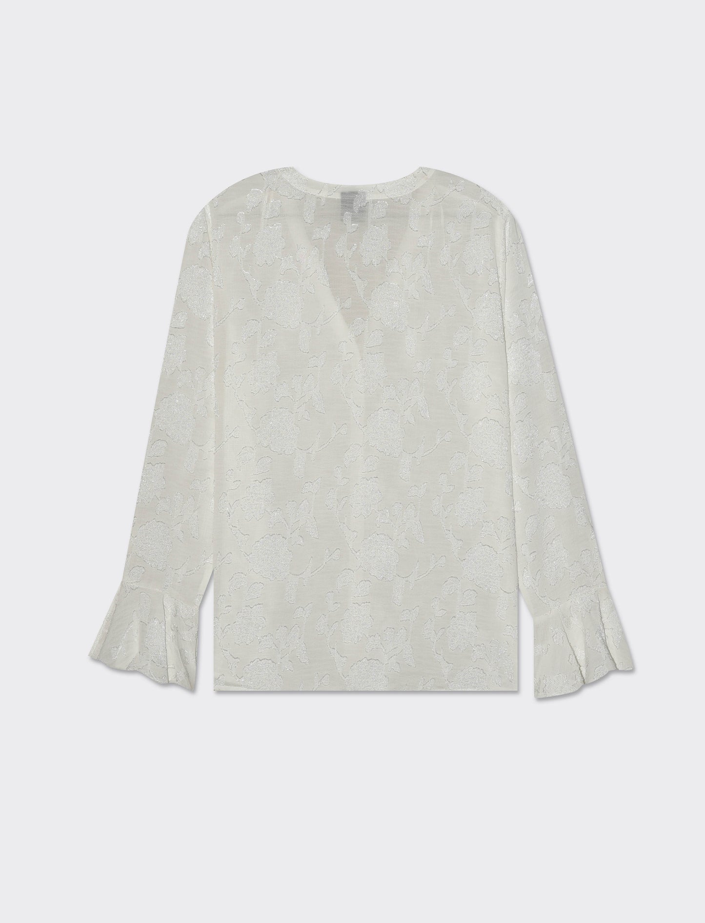 Camicia a manica lunga con scollo a V da donna - Bianco latte