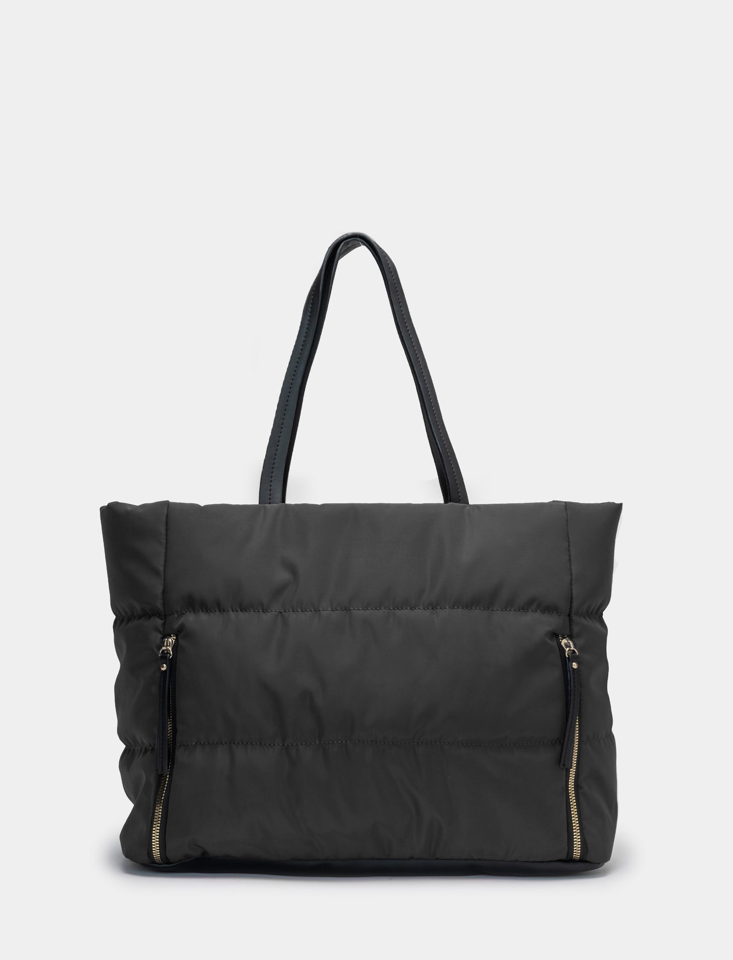 Borsa da donna shopper in nylon trapuntato - Nero