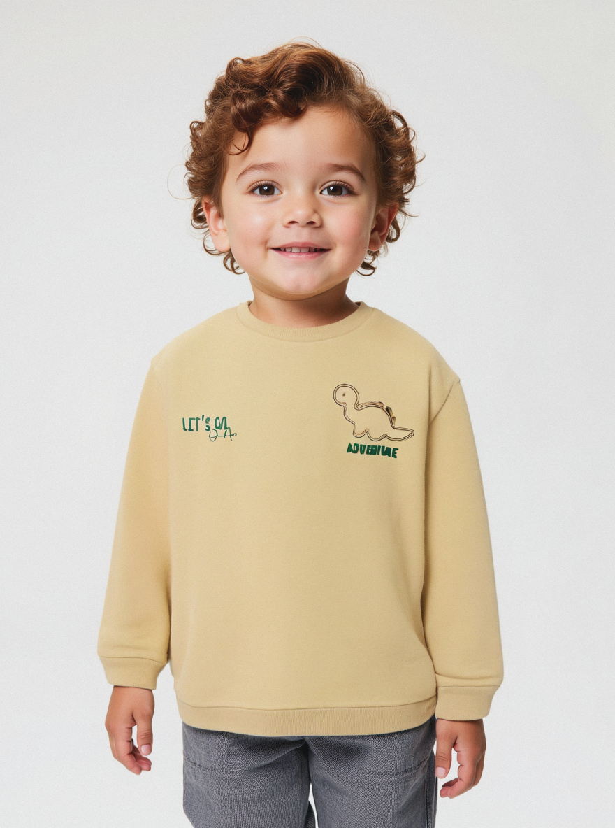 Felpa con stampa - Beige