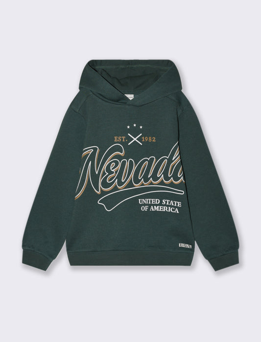 Felpa con cappuccio stampa maxi da bambino - Verde