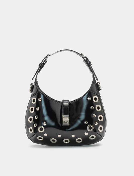 Women's Bag with Rivets and Studs 24cmx18cmx7.5cm - Black