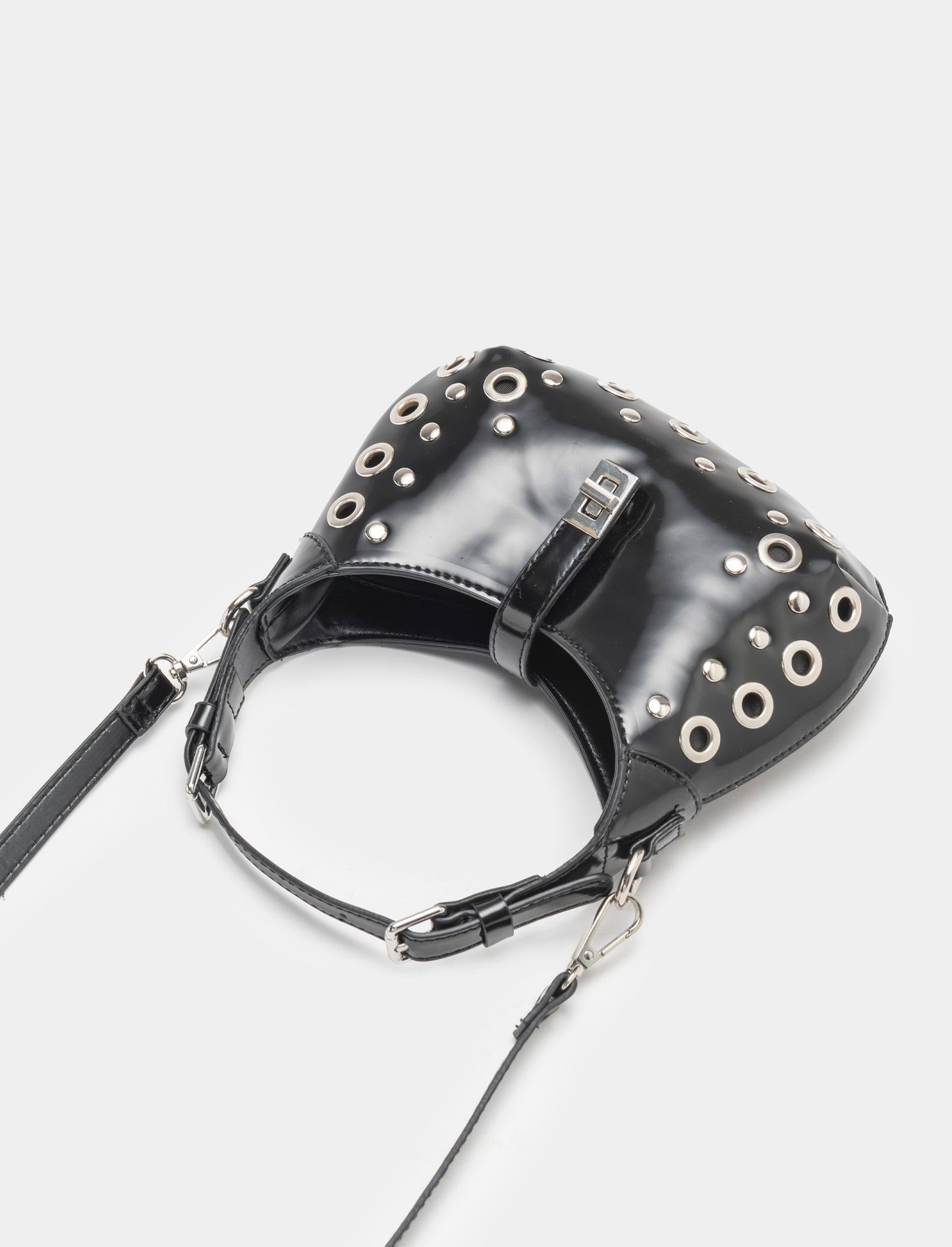 Women's Bag with Rivets and Studs 24cmx18cmx7.5cm - Black