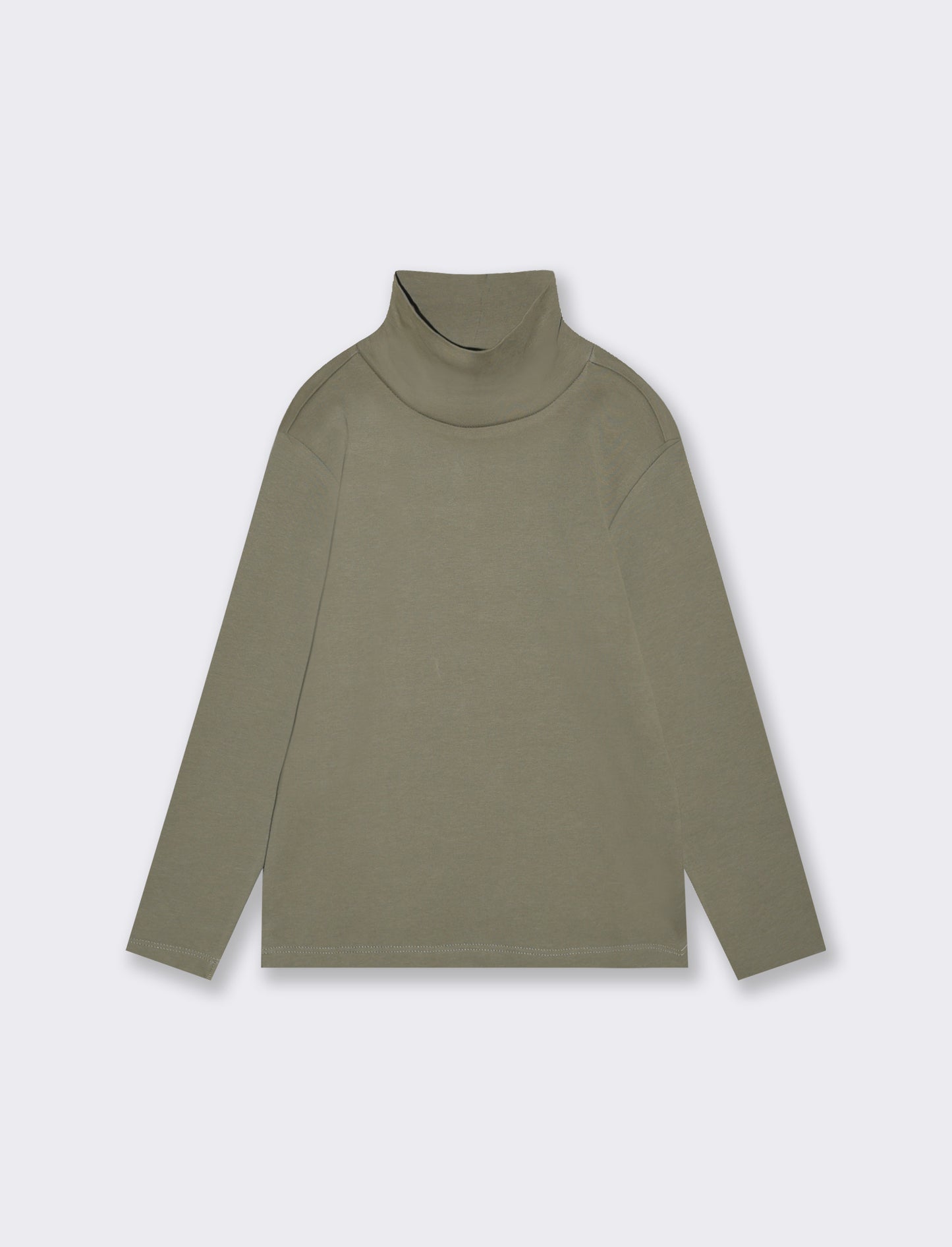 T-shirt collo alto caldo cotone da bambino - Verde militare