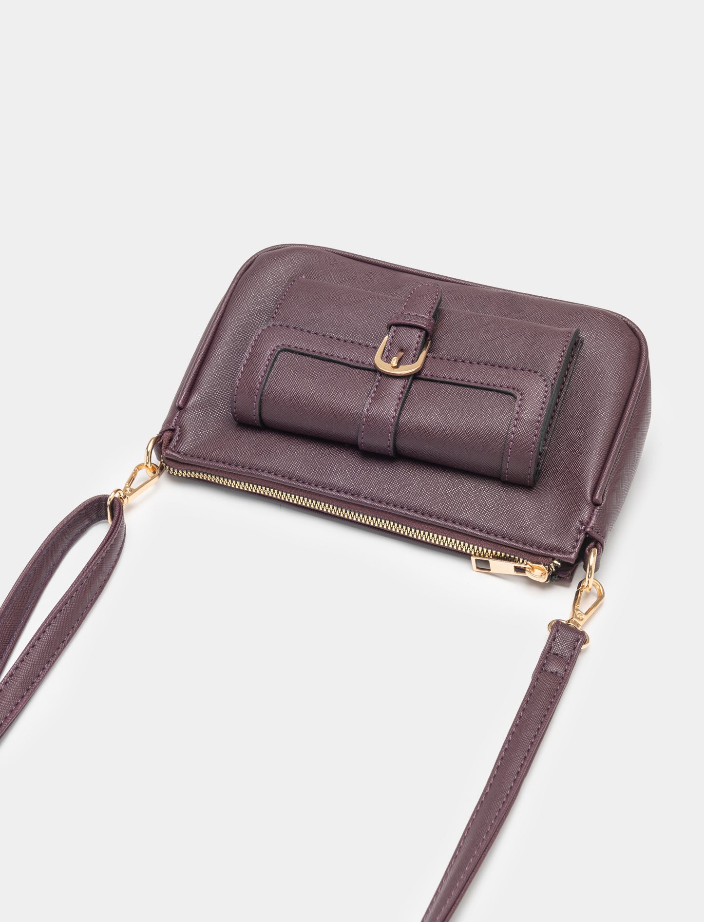 Borsa da donna con tracolla tasca e zip - Bordeaux