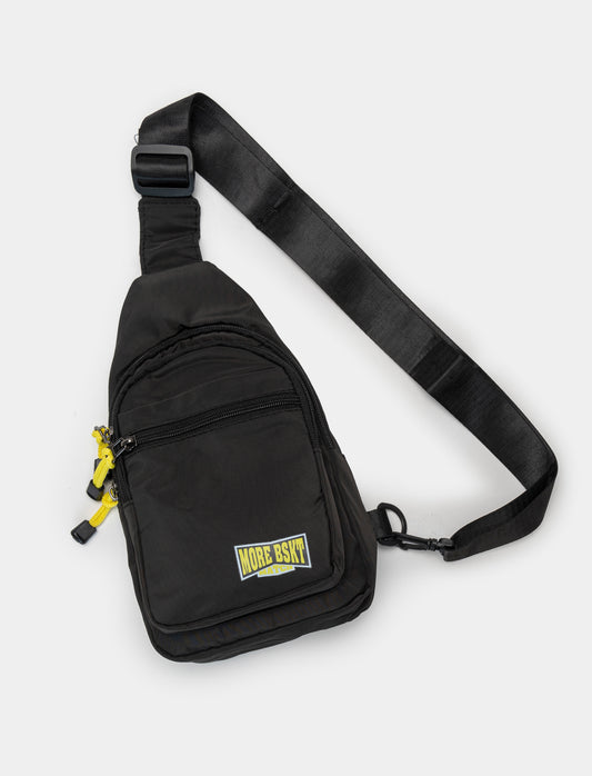 Borsa da bambino monospalla con zip in nylon - Nero